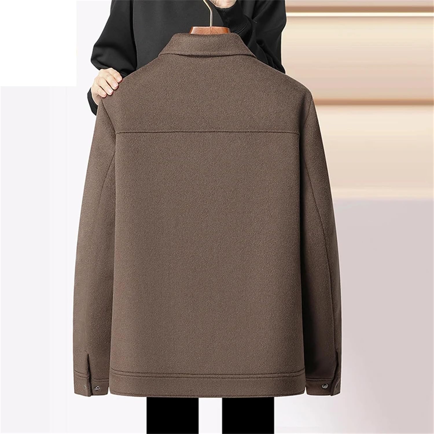 Mens Short Down Jackets Thicken Business Casual Goose Down Filled Coat Detachable Lightweight Winter Wool Coat