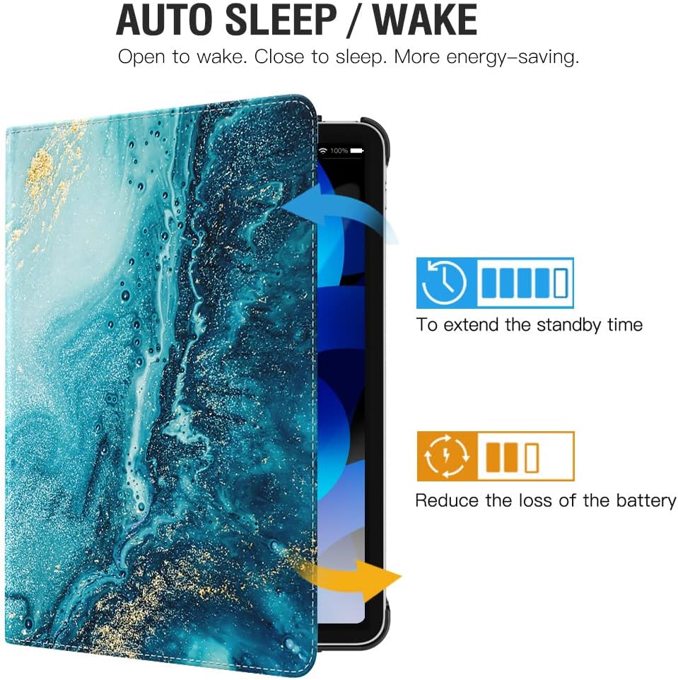 TiMOVO Case for New iPad Air 5th/4th Generation, iPad Air 5/4 Case 10.9-inch, 90 Degree Rotating Stand Leather Cover, [Support Apple Pencil Charging] Swivel Case & Auto Sleep/Wake - Gilding Texture