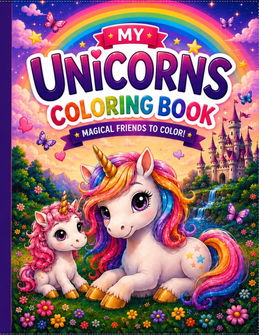 Cute Unicorns & Fantasy Coloring Book: Fun & Easy Coloring Book for Kids