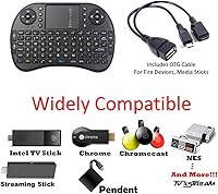 Vista 6 de Mini teclado inalámbrico 2.4GHz Touch-pad Mouse Combo Plus OTG Cable - TV xStream, compatible con Firesticks, Android TV Box, IPTV, 4K Media Stick