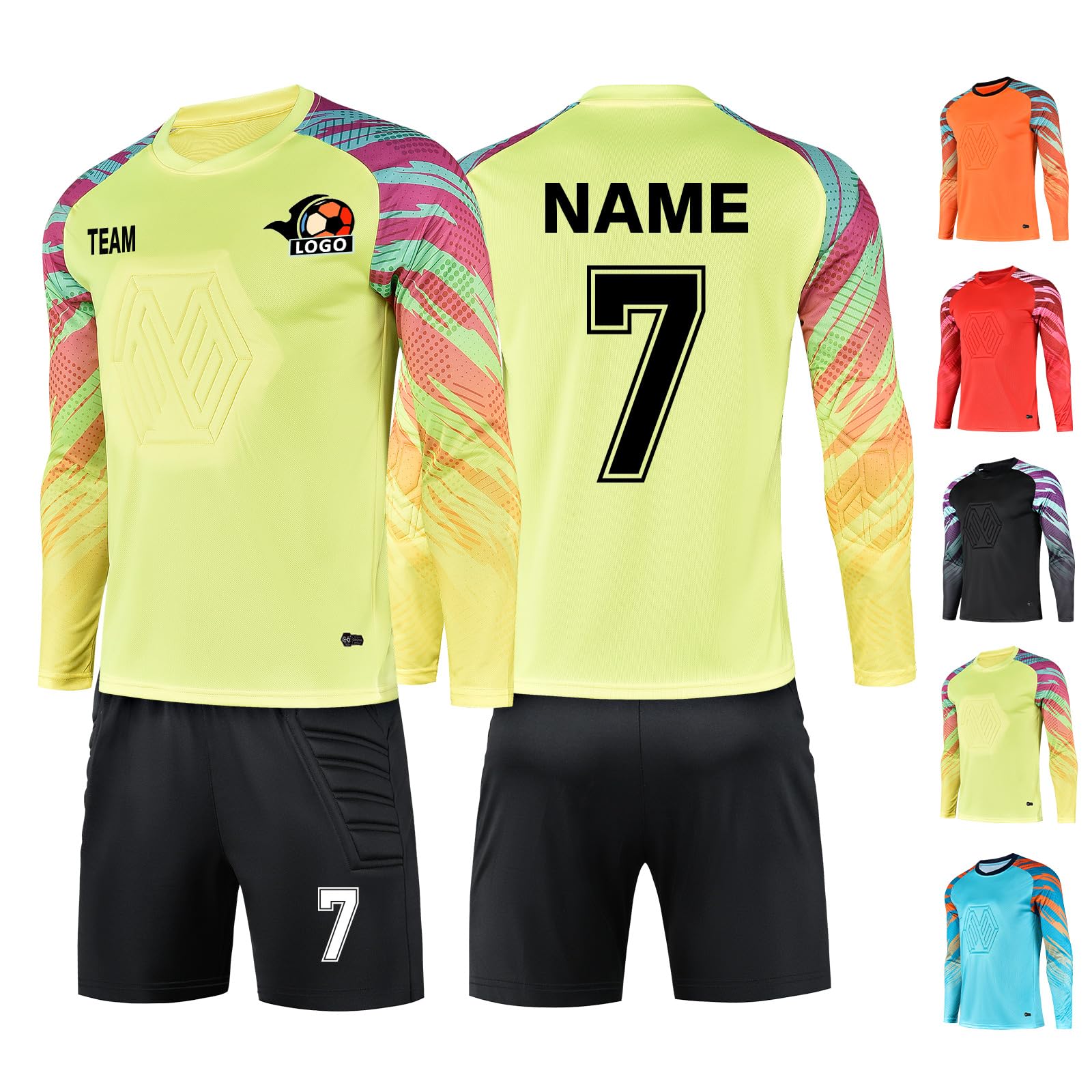 LAIFU Personalised Football Goalkeeper Shirts and Trousers Custom Goalkeeper Kit for Men Women Kids with Name Team Number