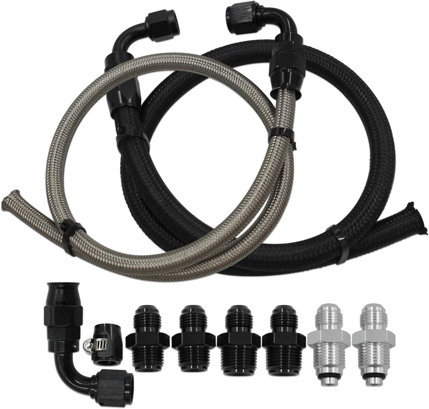 Power Steering Hose Kit 25Inch AN6 Power Steering Pump Hose Kit Fit for 1950-2000 GM LS Swap CHEVY C10 Swap Connects GM Type 2