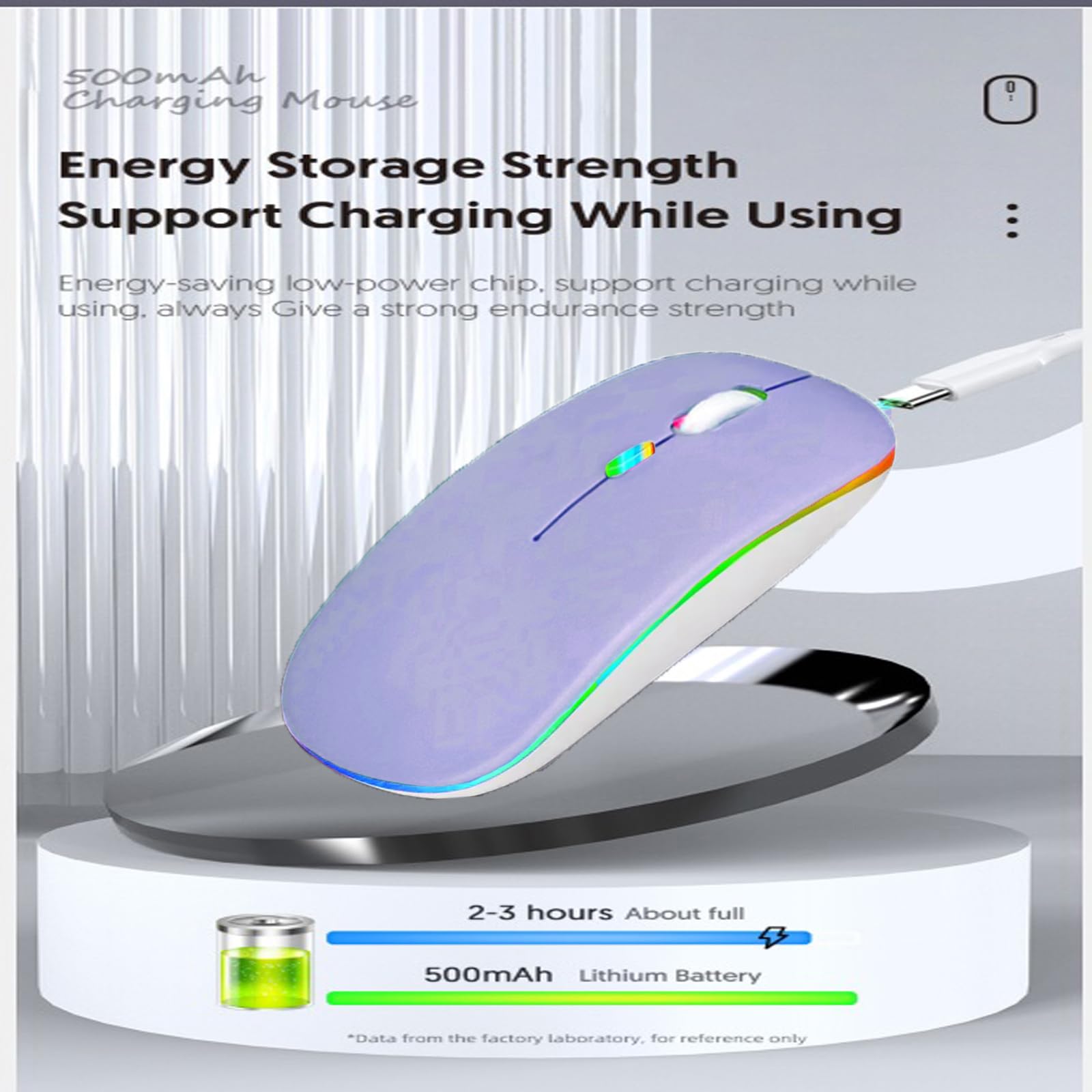 Guiheng Ratón inalámbrico Bluetooth, LED de modo dual recargable, silencioso, delgado, portátil (BT5.2 + receptor USB), ratones de computadora de modo dual, para laptop, computadora de escritorio,