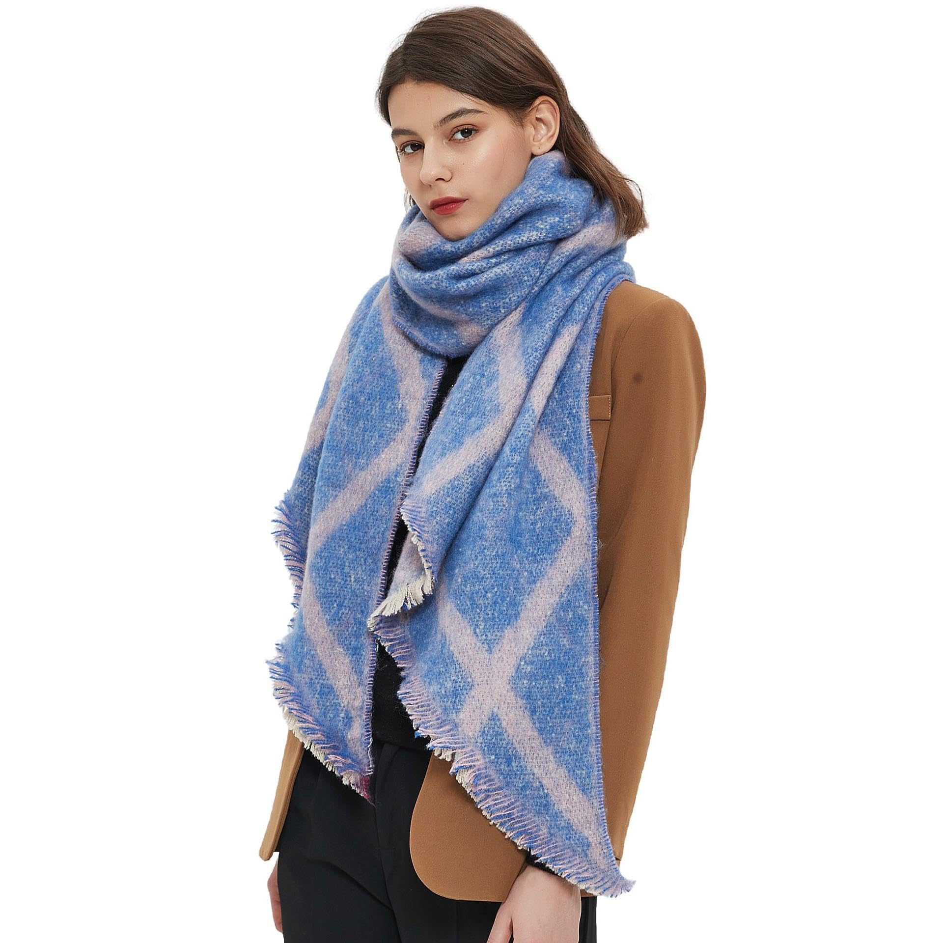 Sciarpa Donna Scialle Uomo Sciarpa da Donna con Sciarpa Diagonale A Quadretti Autunno E Inverno