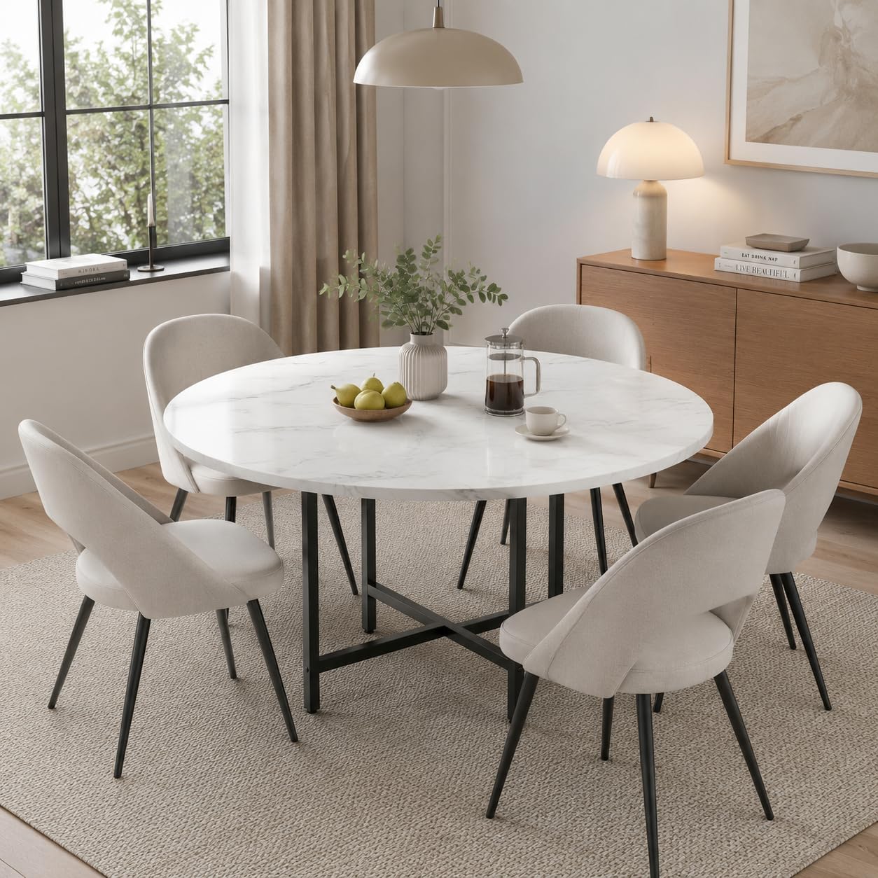 Tavolo da pranzo rotondo, diametro 120 cm, per 4-6 persone
