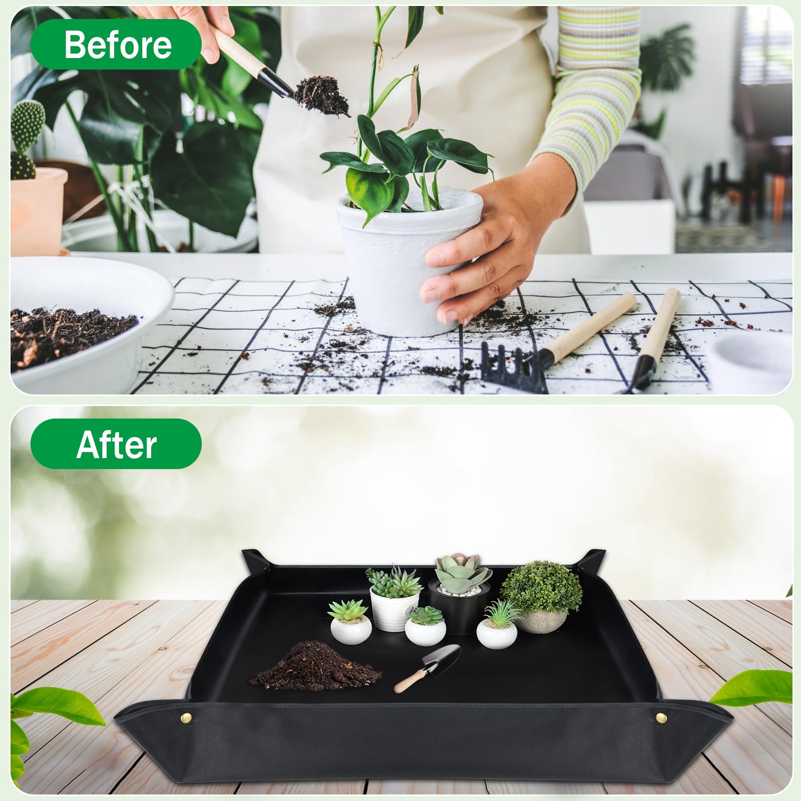 Tapete De Jardinería Impermeable Para Trasplante De Plantas, Tela De Trabajo De Jardín Plegable, Tapete Grueso De Jardinería Para Cambio De Suelo Para Bonsái De Interior, Suculentas, Cuidado De Plantas, 29.5