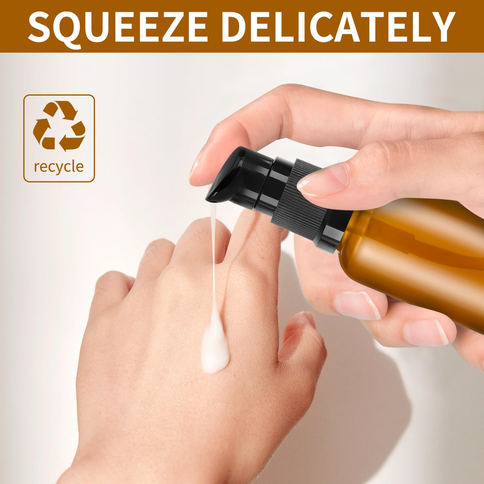5 pustych szklanych butelek do napełniania, 30 ml, z brązowego szkła, dozownik z pompką, butelka z pompką, na podróż, z 2 lejkami