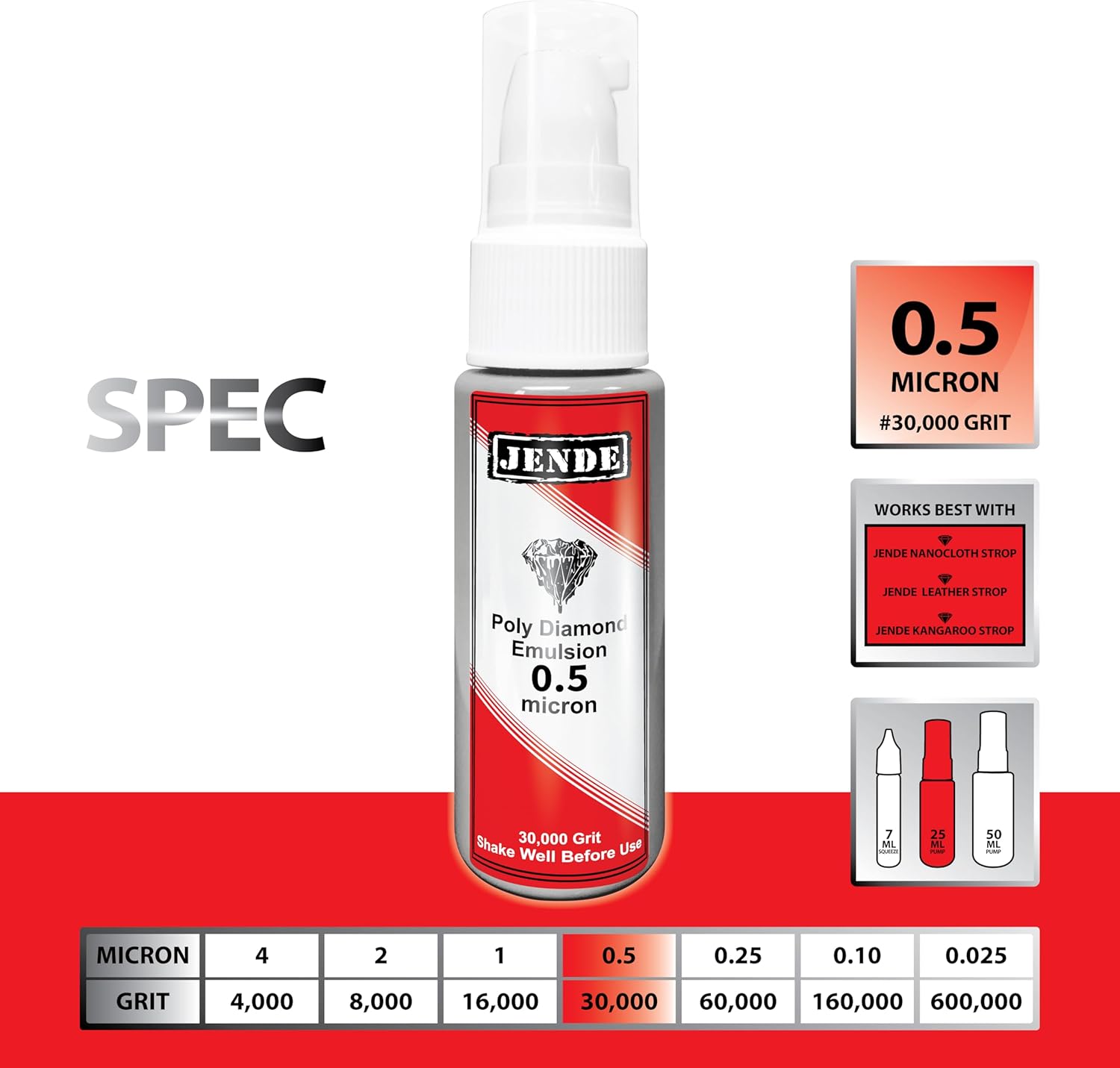 Jende 0.5 Micron Poly Diamond Knife Stropping Emulsion 25ml