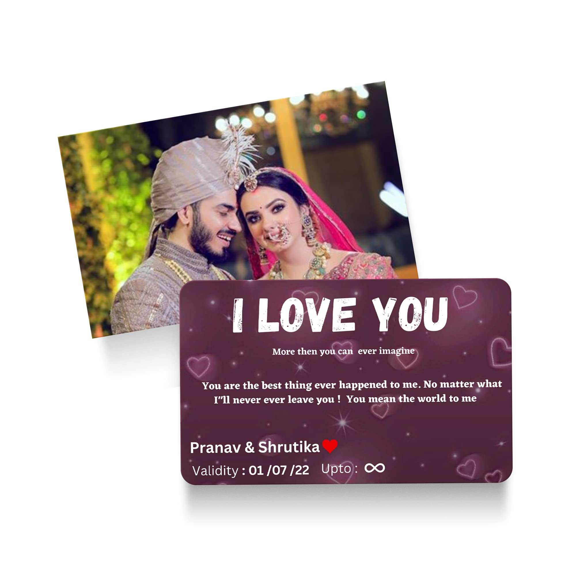 FairusFairus Customized Wallet Card With Your Photo,Illustration On Front Side,Special Message,Spotify Song Code Backside Best For Special Occasion Gift For Loved One (Photo-Love Bank),Thanksgiving