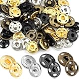 40Sets Sew-on Snap Buttons - 4 Colors 12.5mm Metal Sewing Snaps Fasteners - Sew-on Press Studs Buttons for Sewing Clothing -Gold,Antique Bronze, Silver,Black