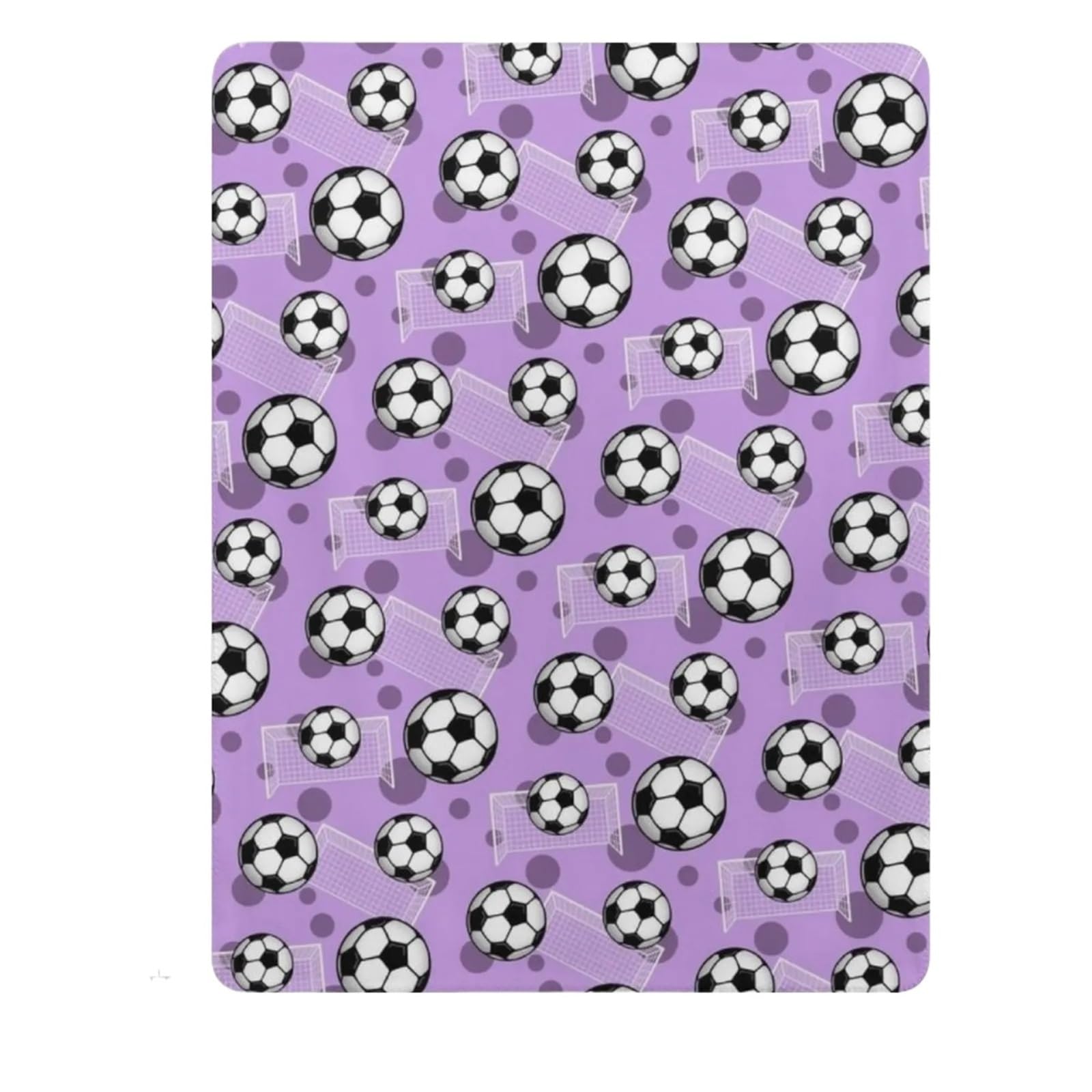 WSQHAO Soccer Ball And Goal Purple Pattern - Throw Blanket Cozy Napping for Bed Couch(200x150cm(80x60in))