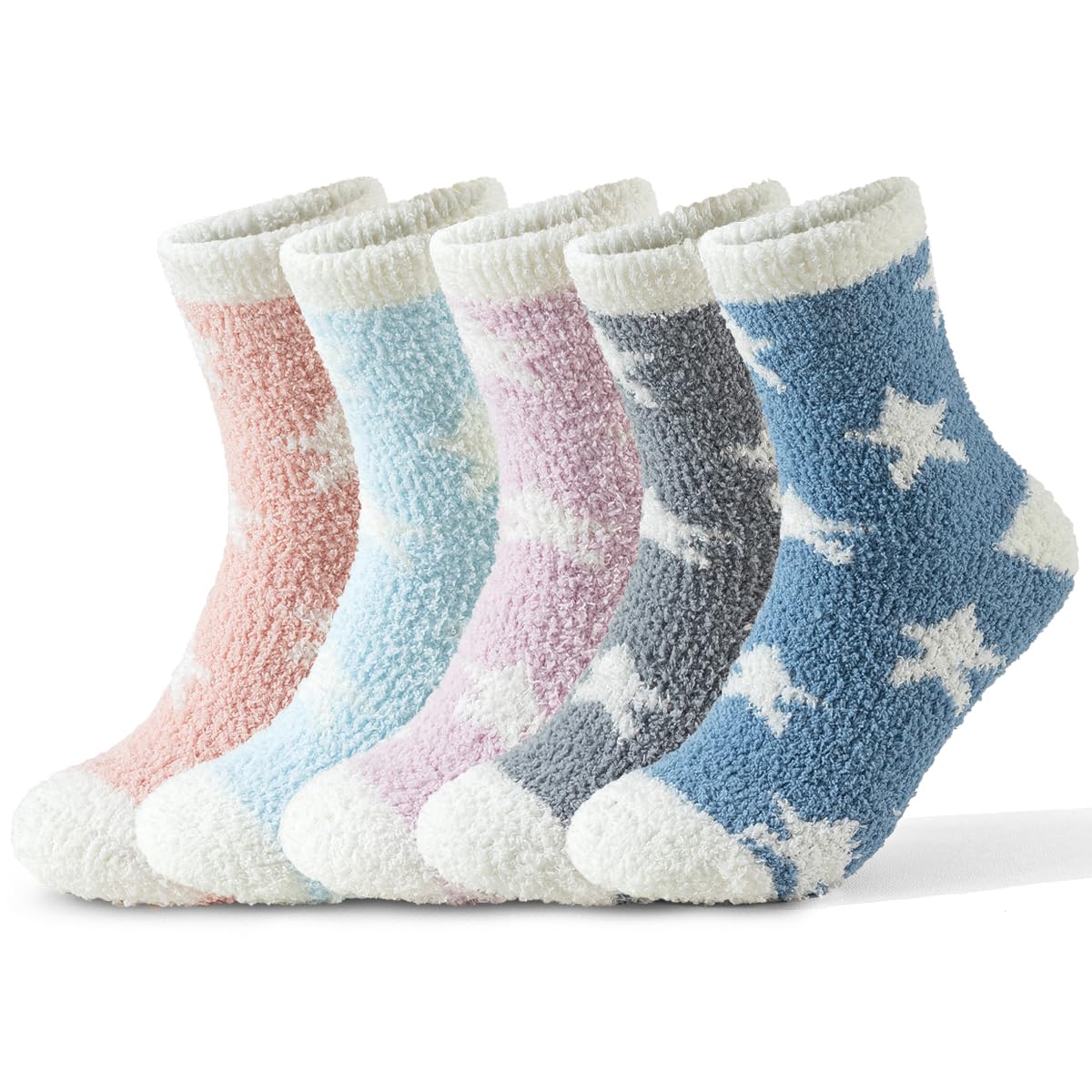 Fluffy Socks - 5 Pairs Fluffy Womens, Bed SOCKS for Womens, Warm Soft Winter Fuzzy Socks for Women, UK Size 4-7