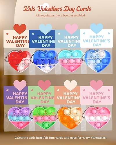 Miniatura 3 de Jinsome Paquete de 32 juguetes para ansiedad y tarjetas prellenadas para el día de San Valentín para el aula de los niños, mini juguetes en forma de