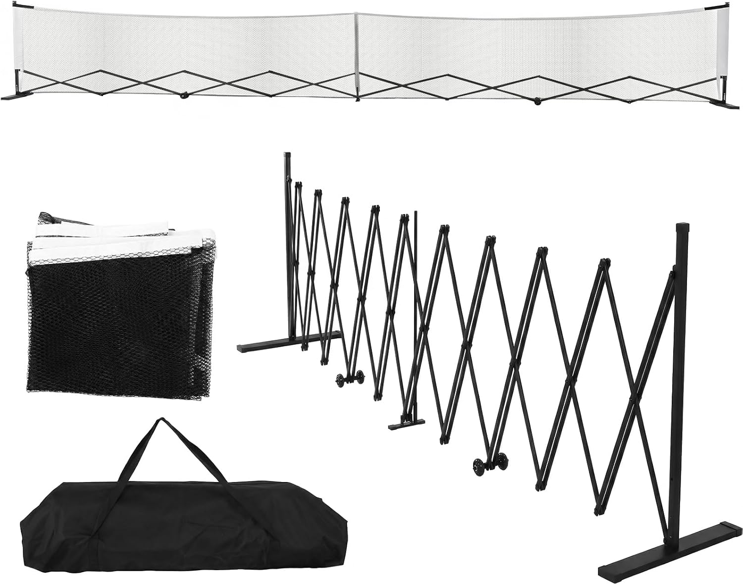 Portable Ball Net Frames with Wheels 22ft Retractable Net Stand Aluminum Alloy Steady Metal Frame for Backyards Driveways & Garages