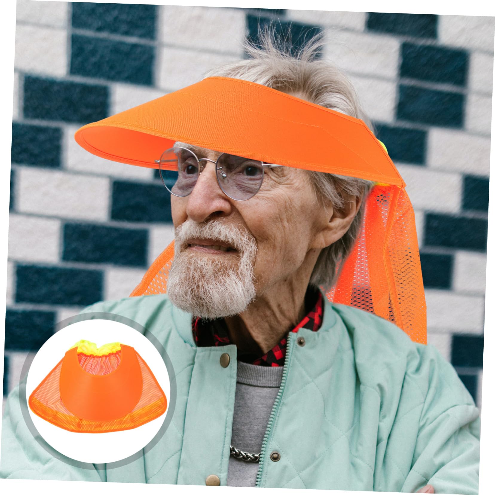 Holibanna Parasol y Casco ala Completa Protector para Naranja de Visera Solar Malla Transpirable Protección contra Quemaduras Jardinería Carpintería