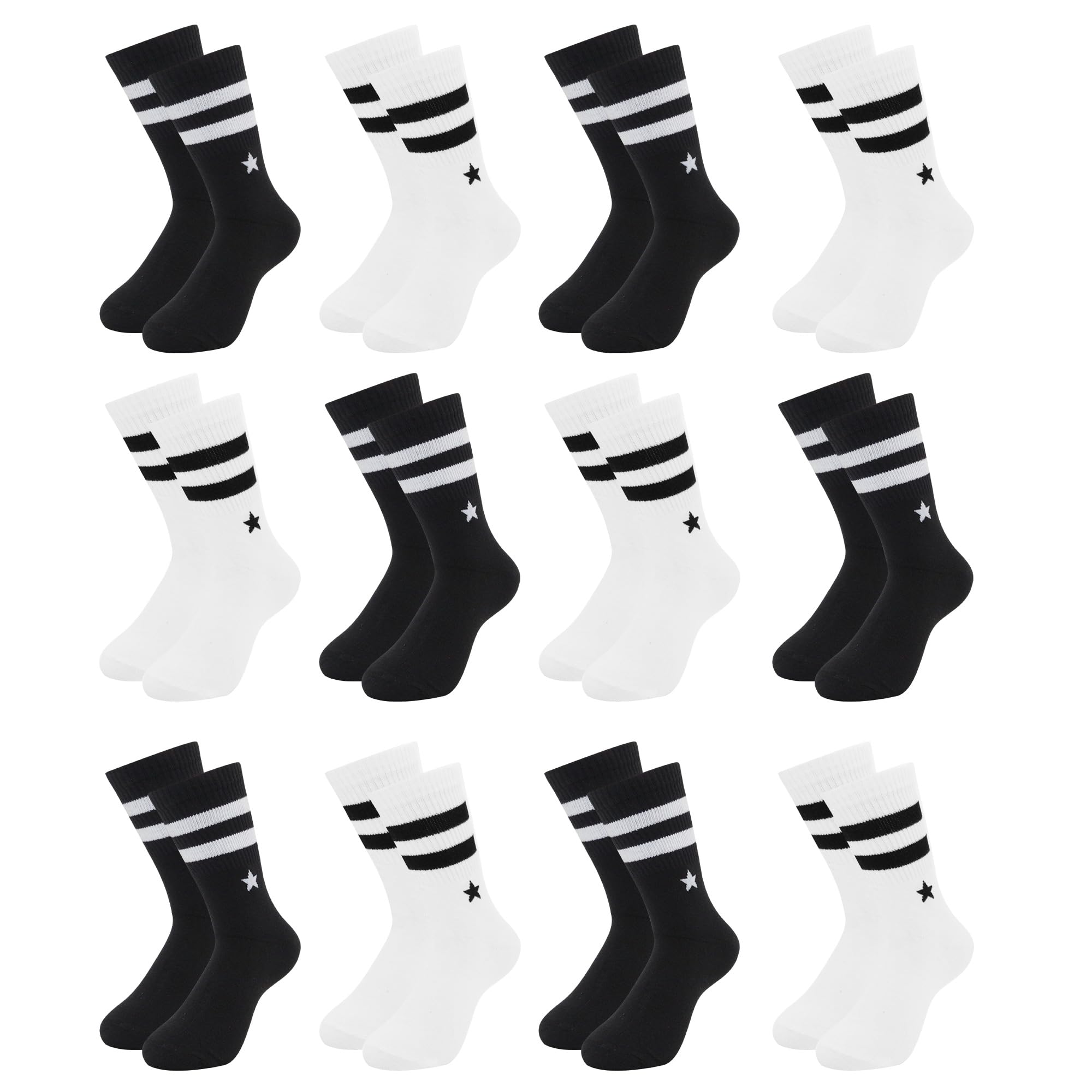Uizuooy Socken Kinder Jungen Mädchen Sportsocken Fussball Baumwolle Unisex Bunte Socken Kompressions Kindersocken Atmungsaktiv Kinder Tennissocken 12 Paar