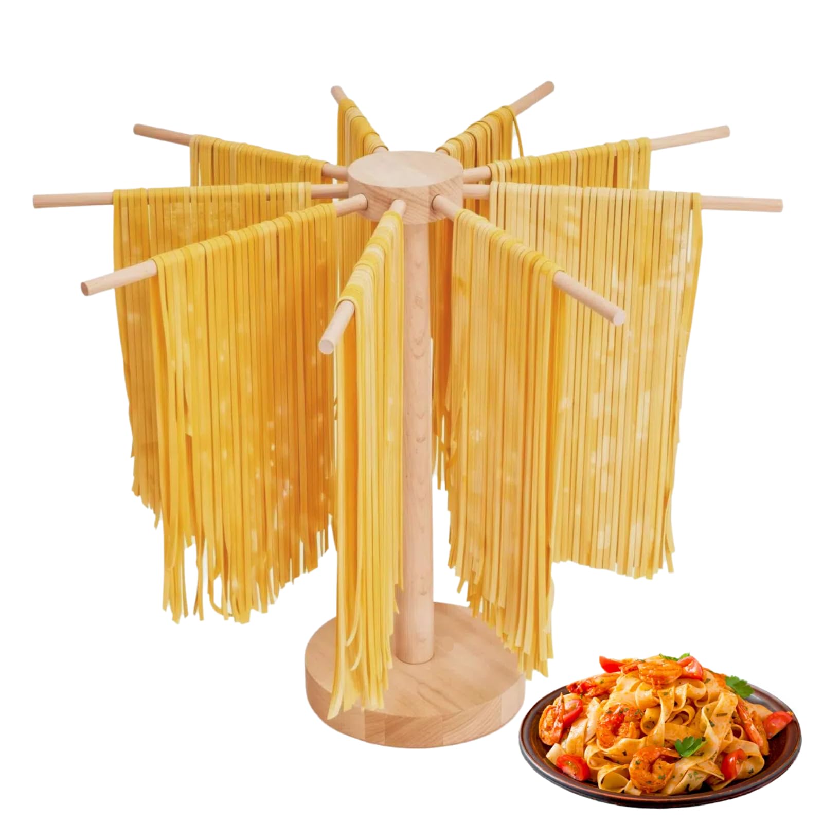 Estante de secado de pasta, estante de secado de pasta de madera grande plegable para fideos de pasta fresca, soporte para secador