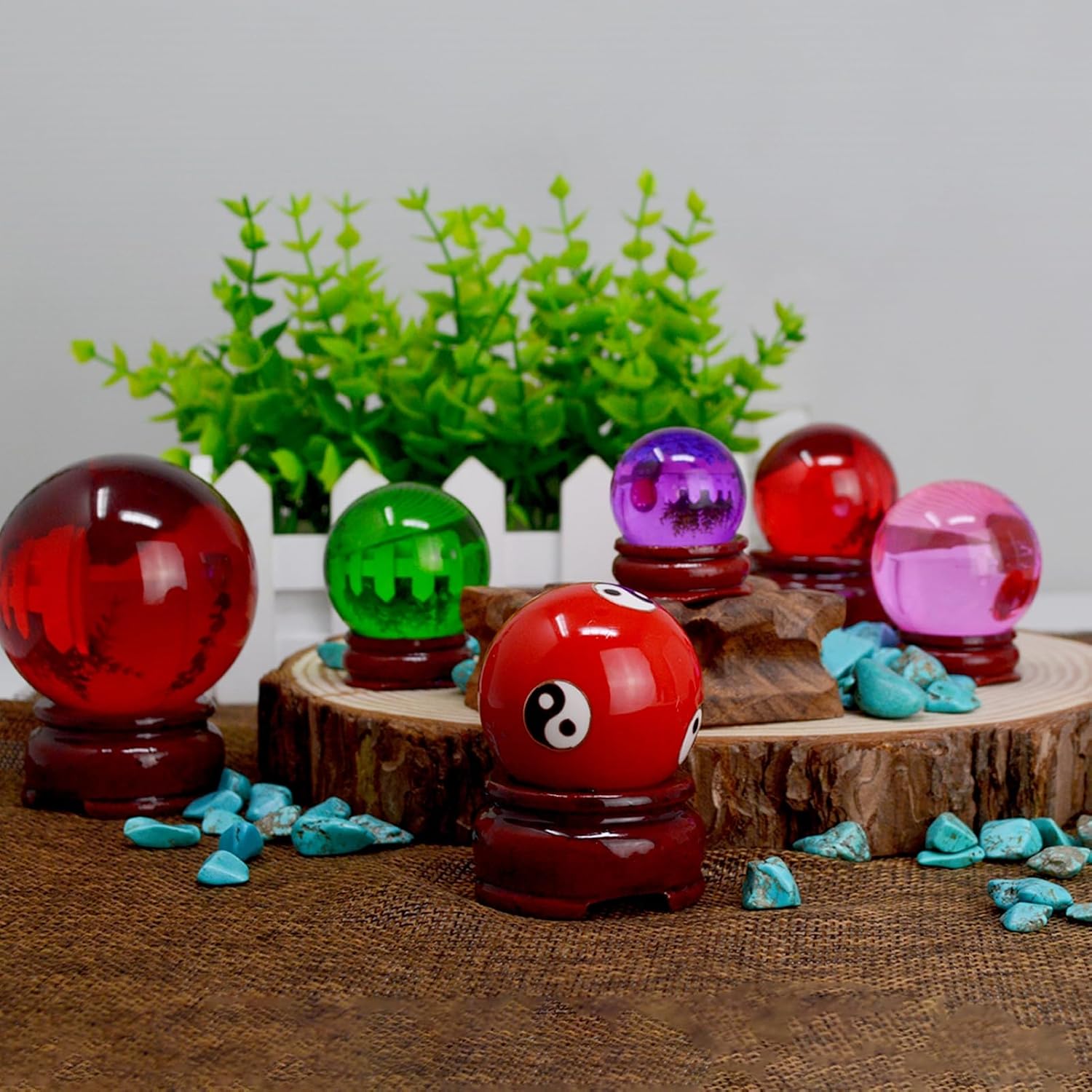 Fengshuibringluck 24PCS Wood Round Ornament Base Crystal Stone Egg Stands Holders Collectibles Recessed Placement Rack 1.3inch+1.5inch