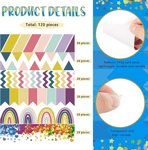 Vista 65 de Containlol Bordes de aula para tablón de anuncios, 118 pies, temática de animales de safari con ribete festoneado, tablero de anuncios colorido