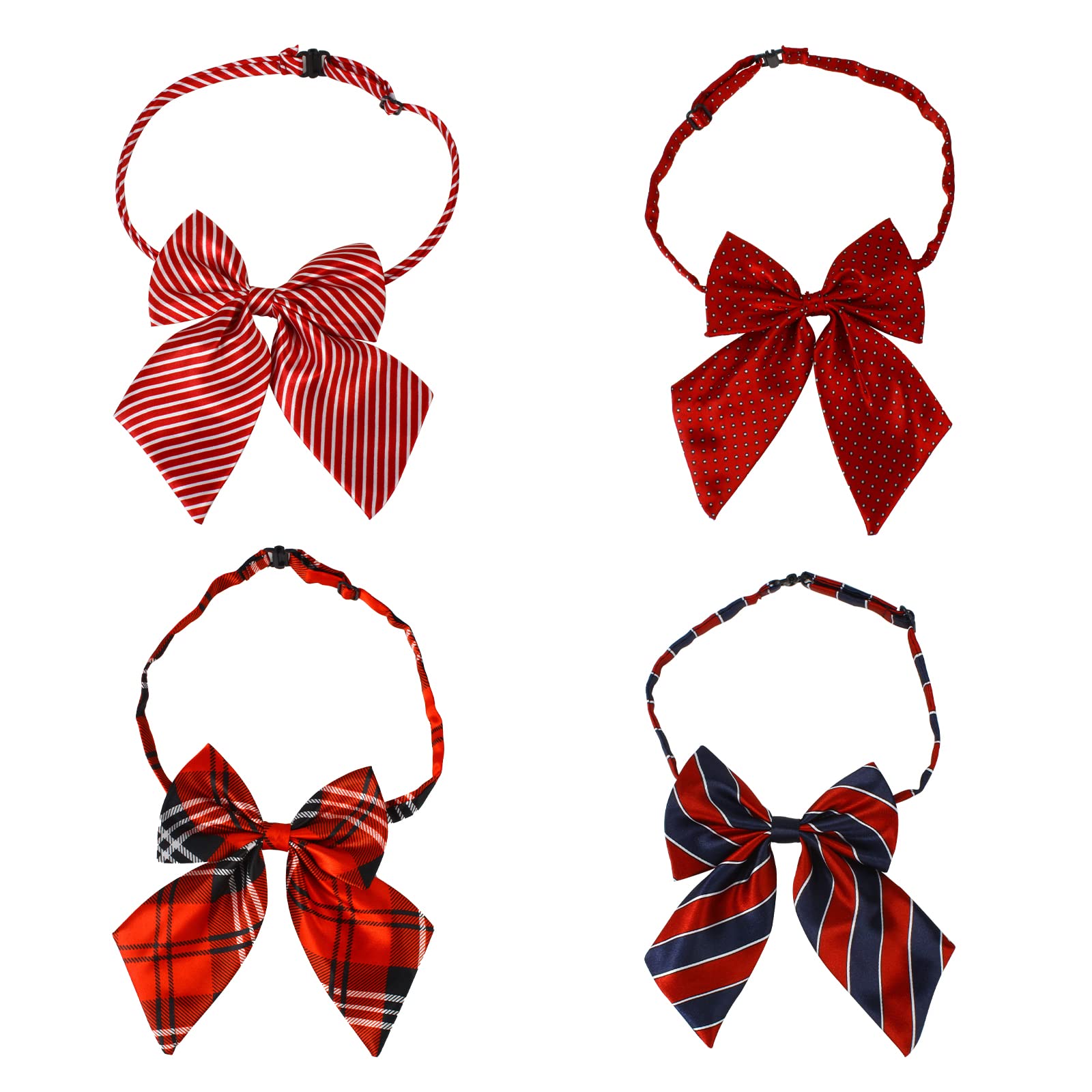 Larcele 4-Pack Girls JK Uniform Bow Ties Adjustable Bowtie Large Ribbon Neck Ties School Uniforms Accessories LJD-01 (Multicolor 2)