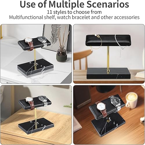 Vista 7 de LYS&LYX Soporte de reloj Soporte de exhibición de reloj Soporte de reloj Soporte de reloj hecho a mano (2- negrodoradonegro)