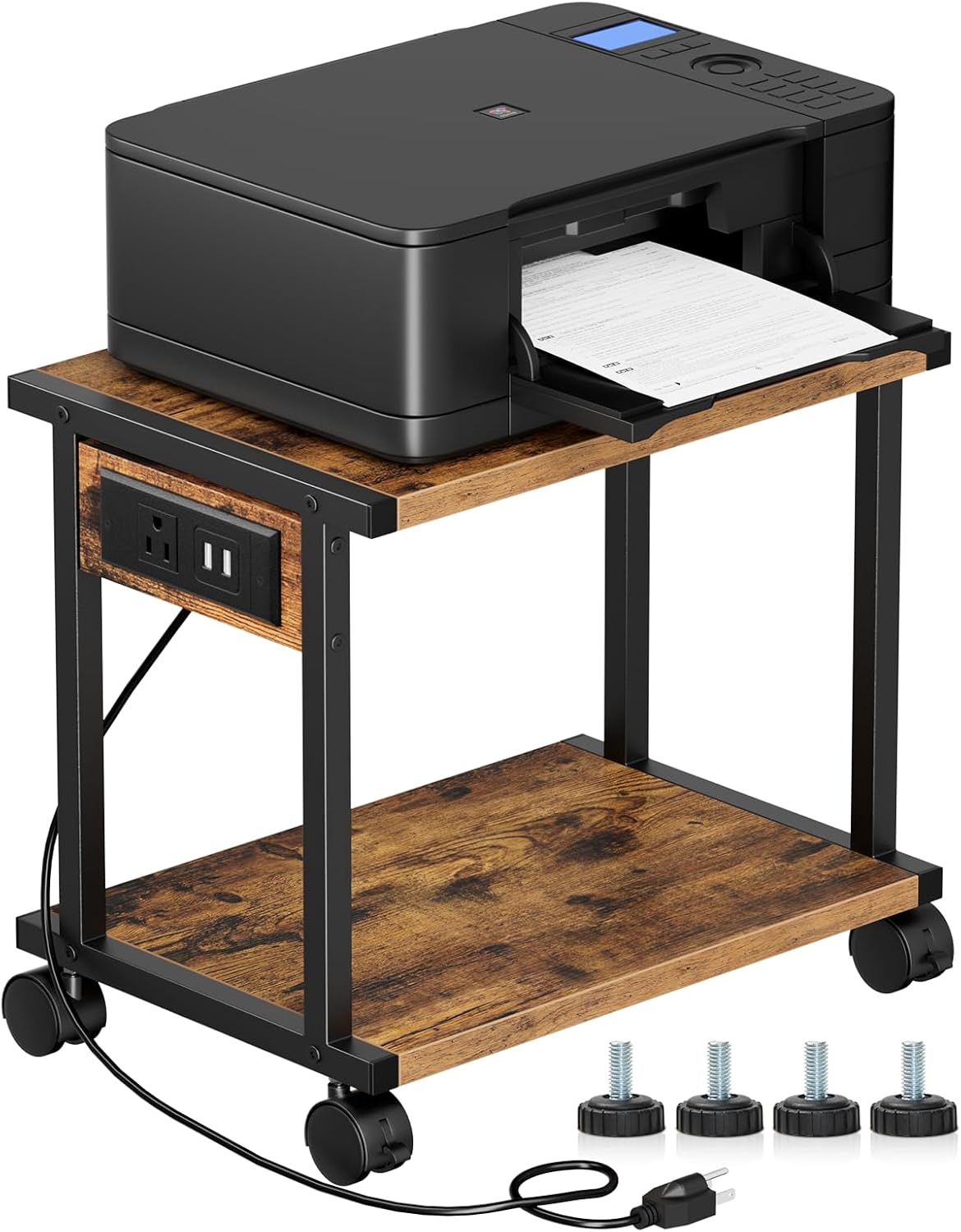 Amazon.com: Asgolion 2-Tier Printer Table with Charging Station for ...