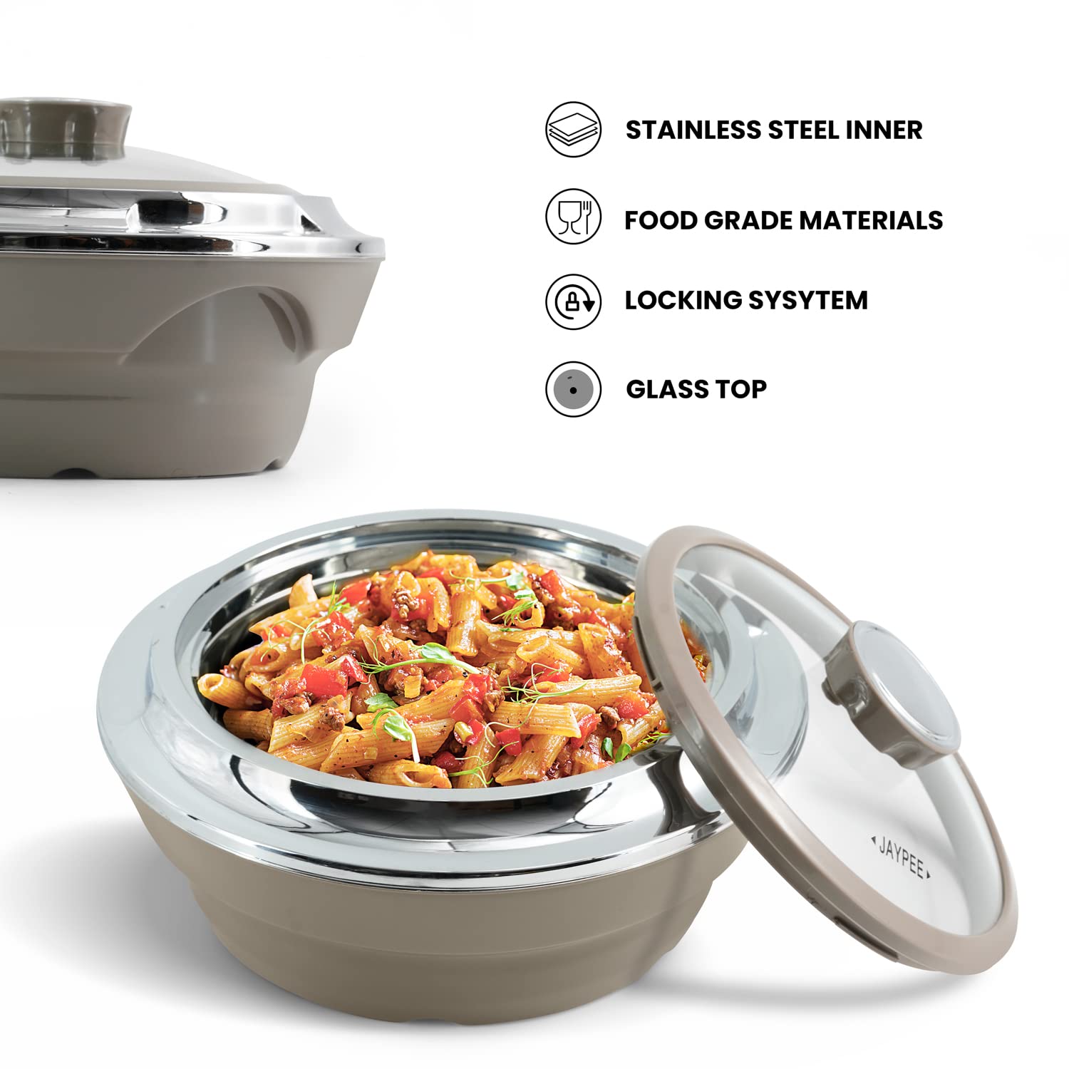 Jaypee, set di 3 pentole in plastica termoisolanti per alimenti, con