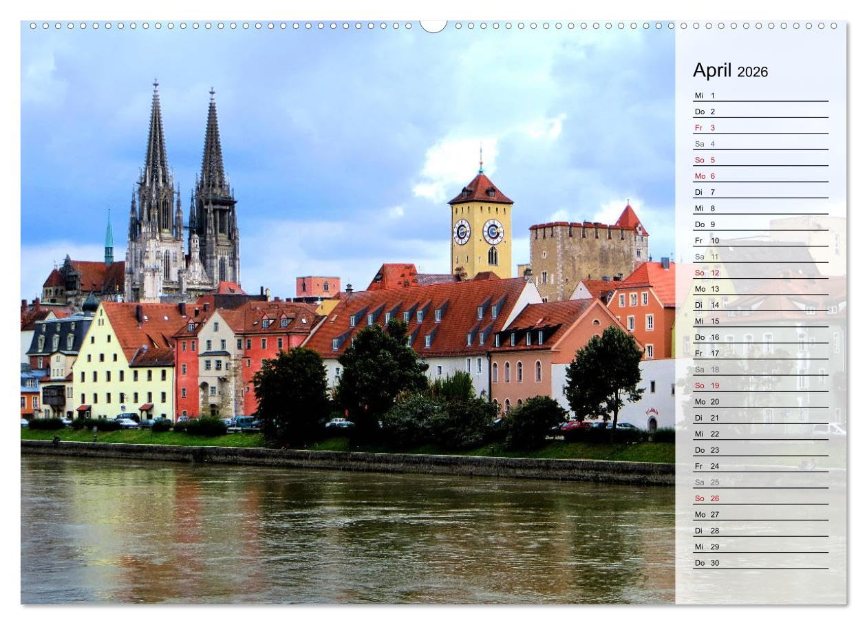 REGENSBURG - Impressionen (Wandkalender 2026 DIN A2 quer), CALVENDO Monatskalender: Stimmungsvolle Bilder einer historischen Stadt (CALVENDO Orte)