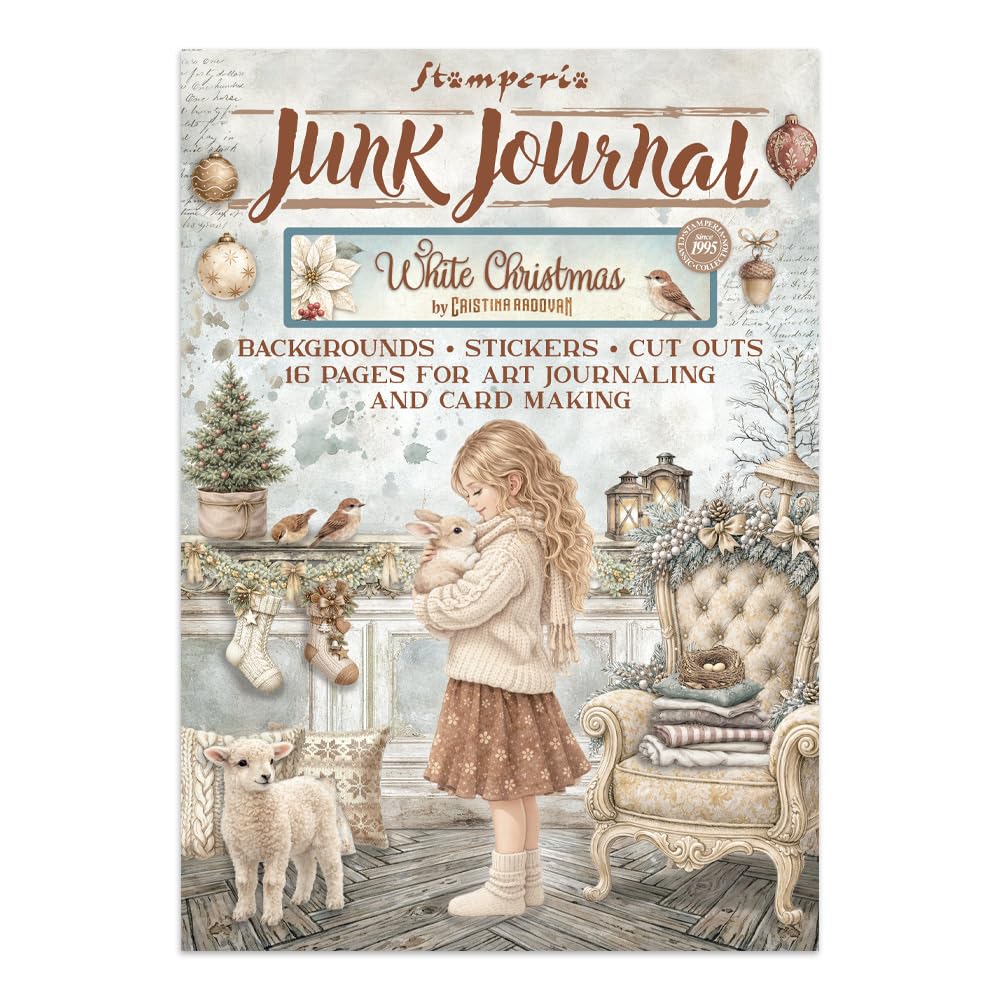 Stamperia - Junk Journal Stickers, Die-Cuts and Backgrounds for Scrapbooks, Albums, Card Making and More, Perfect for Hobbies and Craft (White Christmas)