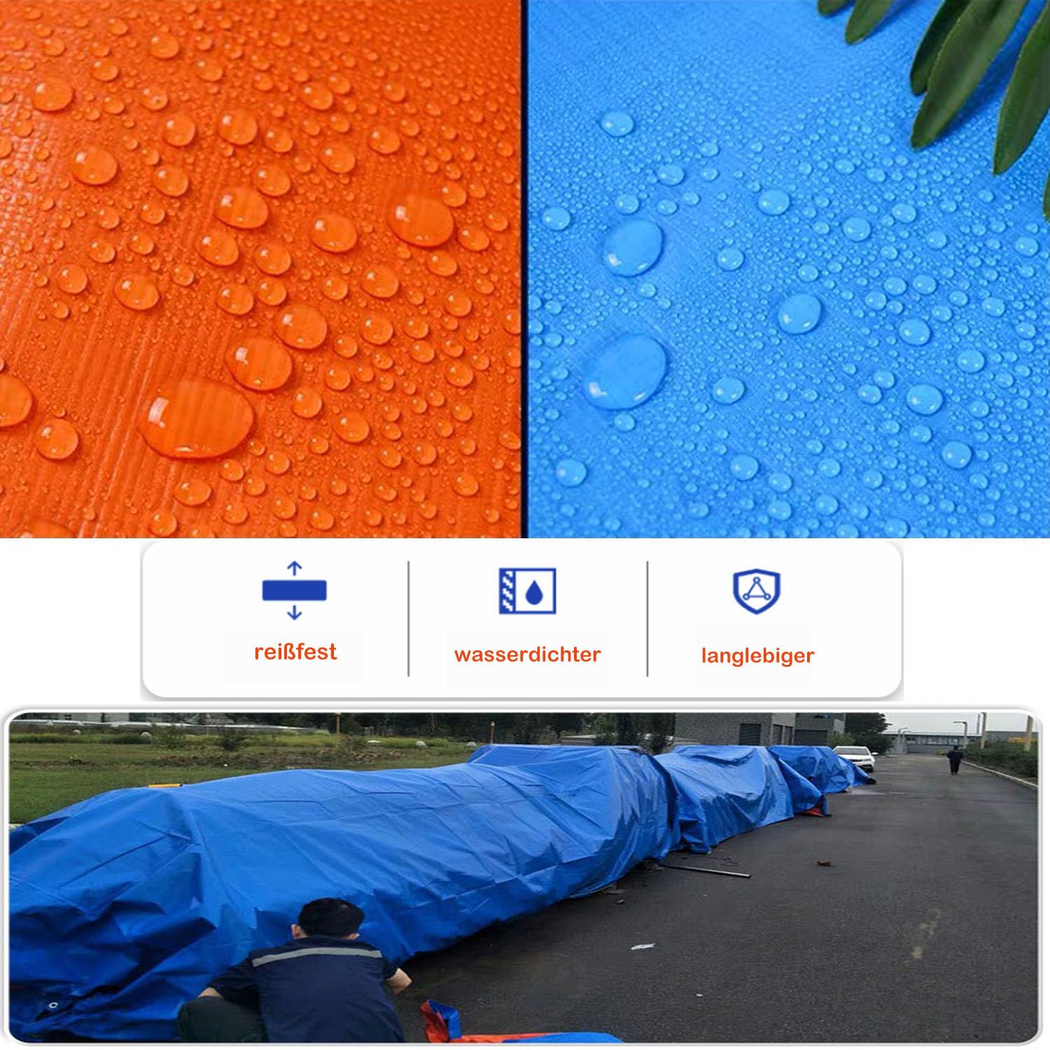 Bâche 6 x 9 m imperméable avec Anneaux – Bâche en Tissu 160 g/m² indéchirable, résistante aux UV et à la moisissure – Bâche Polyvalente pour Meubles de Jardin, Bois, Voiture