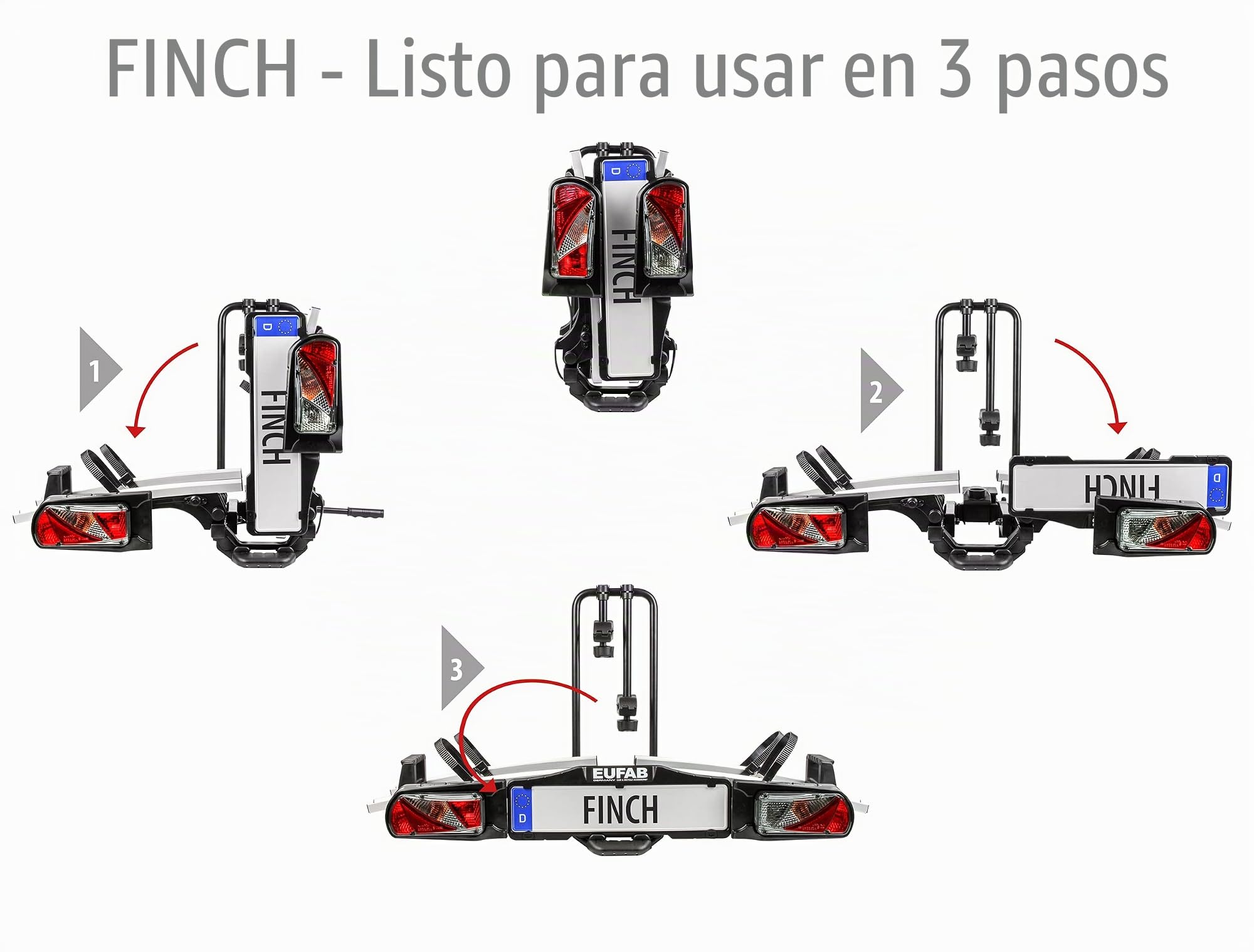 EUFAB Portabicicletas Finch 11584 para 2 Bicicletas, Color Plateado, Negro