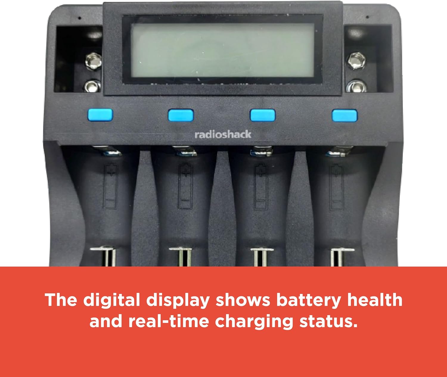 Close-up of the digital display on the battery charger