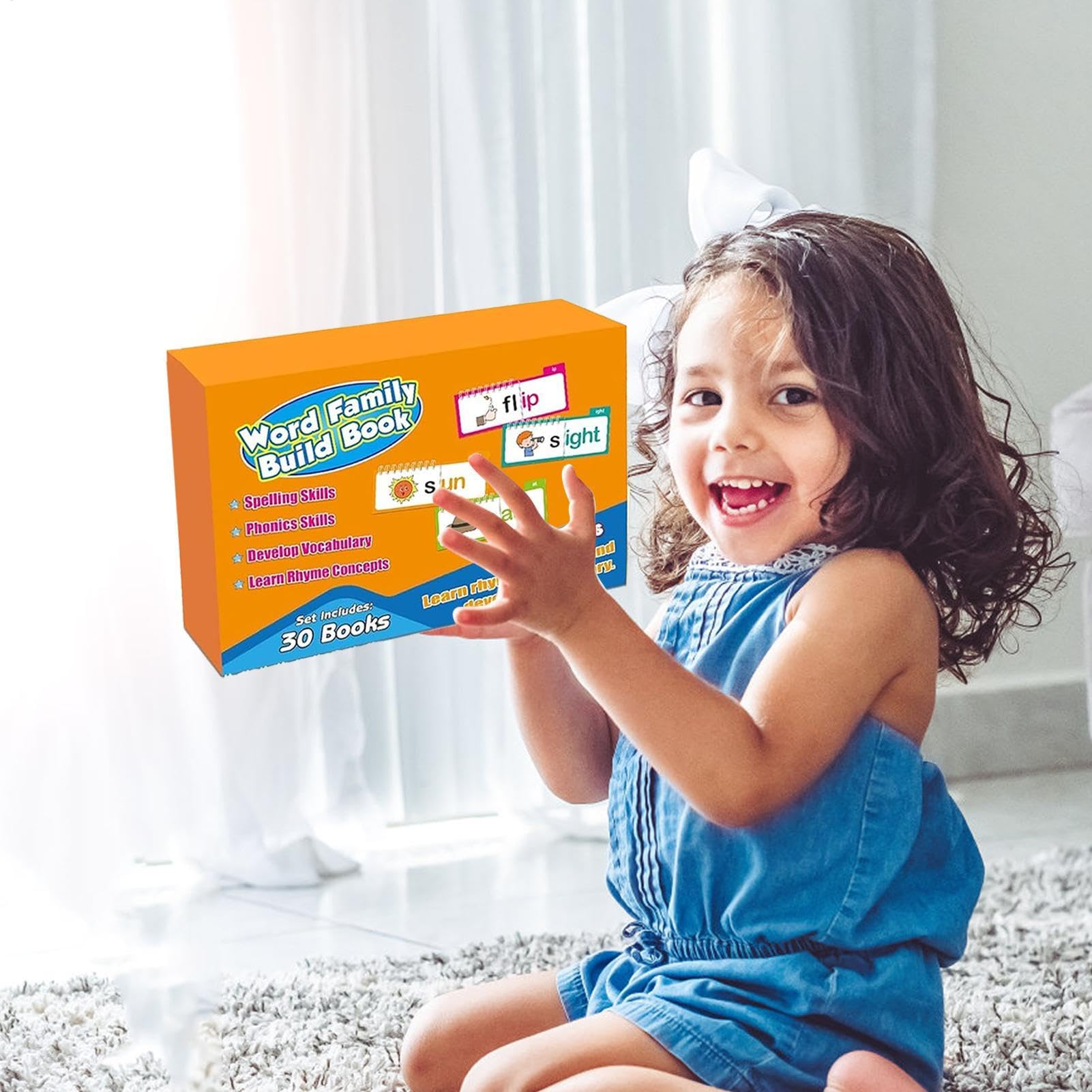 Word Family Flash Cards, Interactive Vocabulary Learning Set, Phonics Reading Tool, Engaging Books, 80+ Words, Educational Resource Kids, Great for Boys Ages 4-8