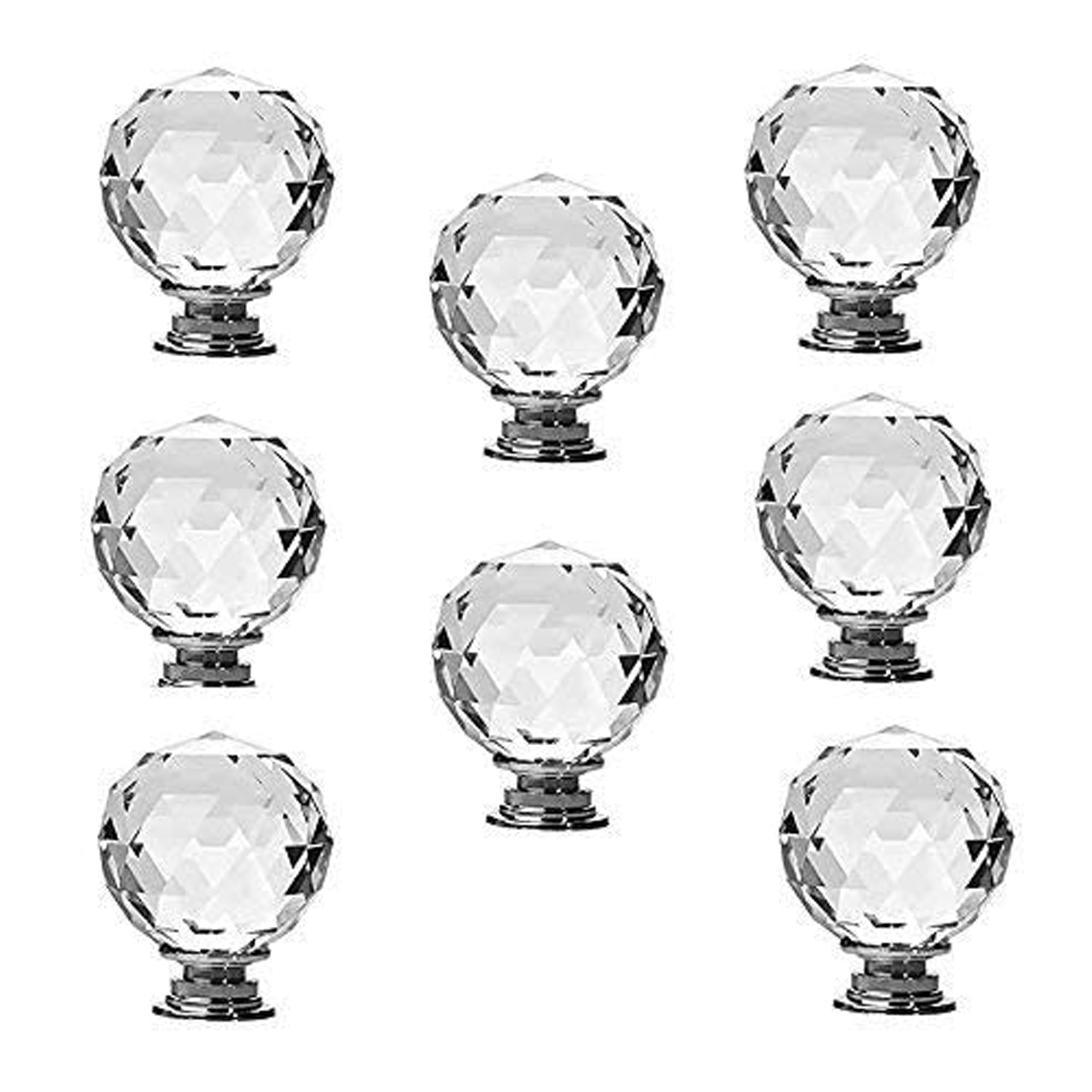 Clear Glass Round Shape Cabinet Knobs/Glass Dresser Knobs Pack 8x40mm, Finish Type - Polished