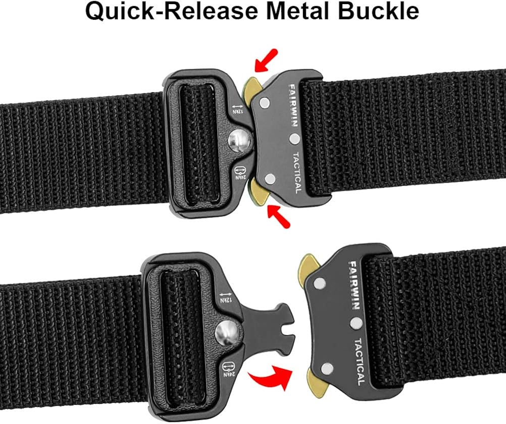Fairwin Tactical Gun Belts, 1.5 Inches Belts for Men Heavy Duty Two Layer EDC Belt with Quick-Release Buckle : Sports & Outdoors