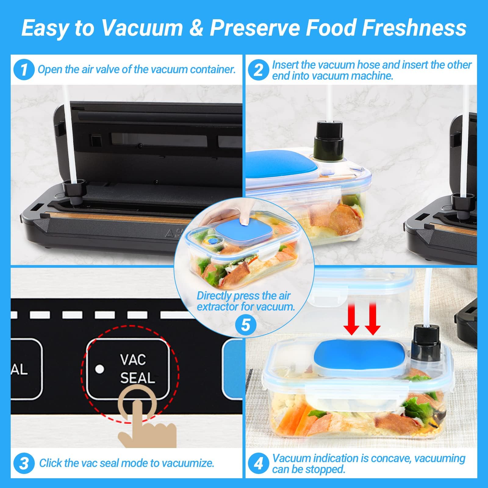 INKBIRD Set di 3 Contenitori Sottovuoto per Alimenti, senza Bpa, Trasparente, 300 Ml/800 Ml/1.2 l, Contenitore Sottovuoto per Macchine Sottovuoto per Alimenti Sensibili alla Pressione e Liquidi