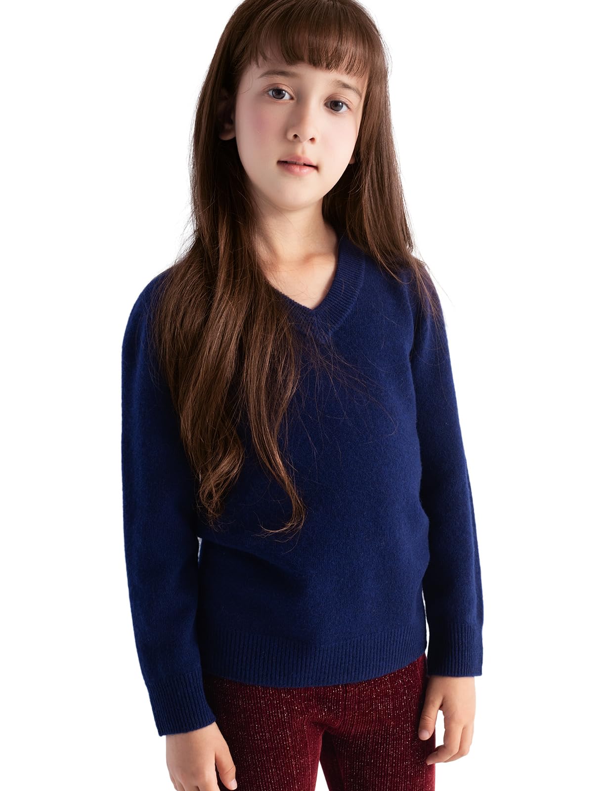 Chanyarn Niño Niña 100% Lana Merino Jerséis 2025 Otoño-Invierno Cuello En V Manga Larga Jersey De Punto Sin Costuras