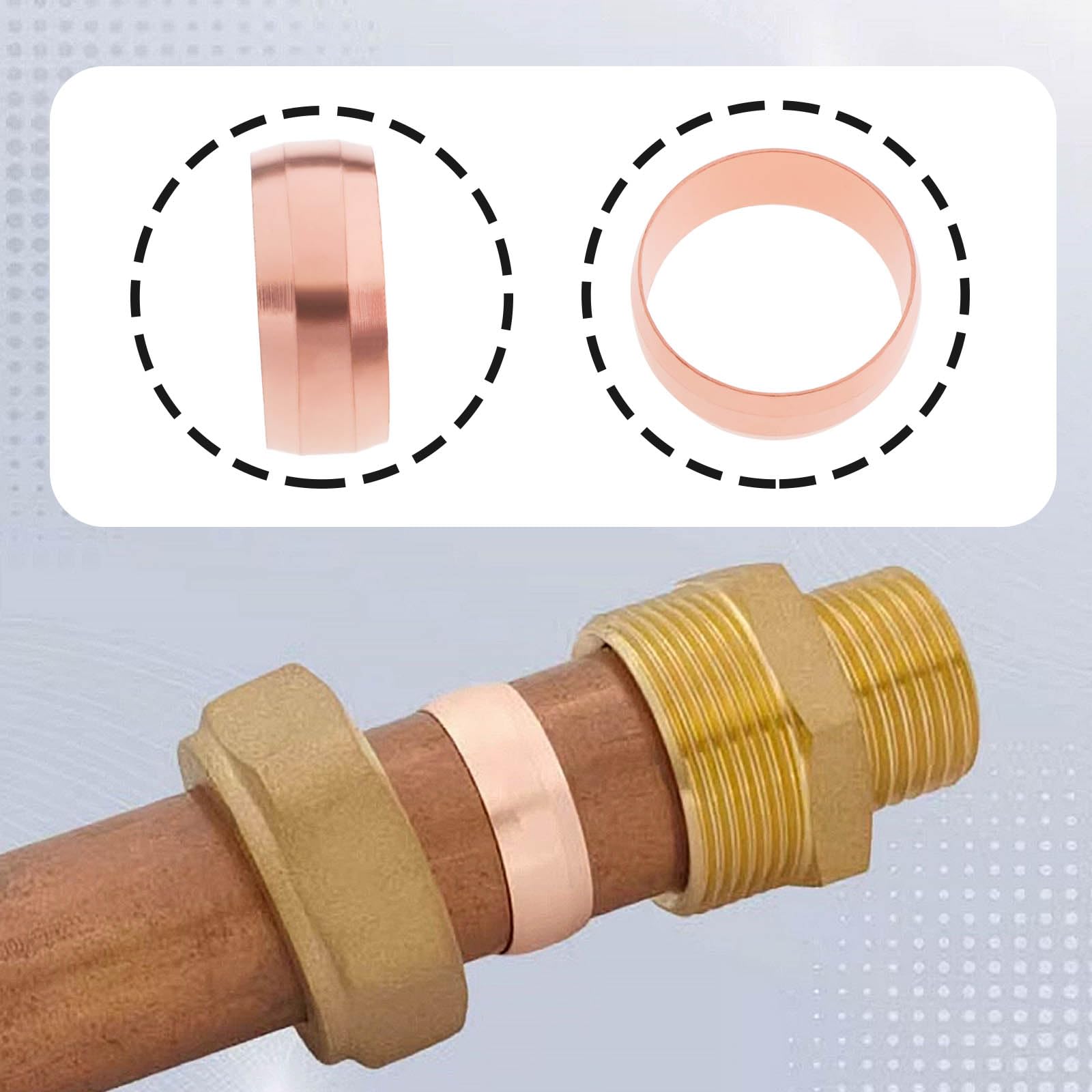 EMSea 10pcs 15mm Copper Compression Olives Compression Sleeves Ferrules Suitable Copper Ferrule Compression Fitting for 15mm Pipework - Image 3