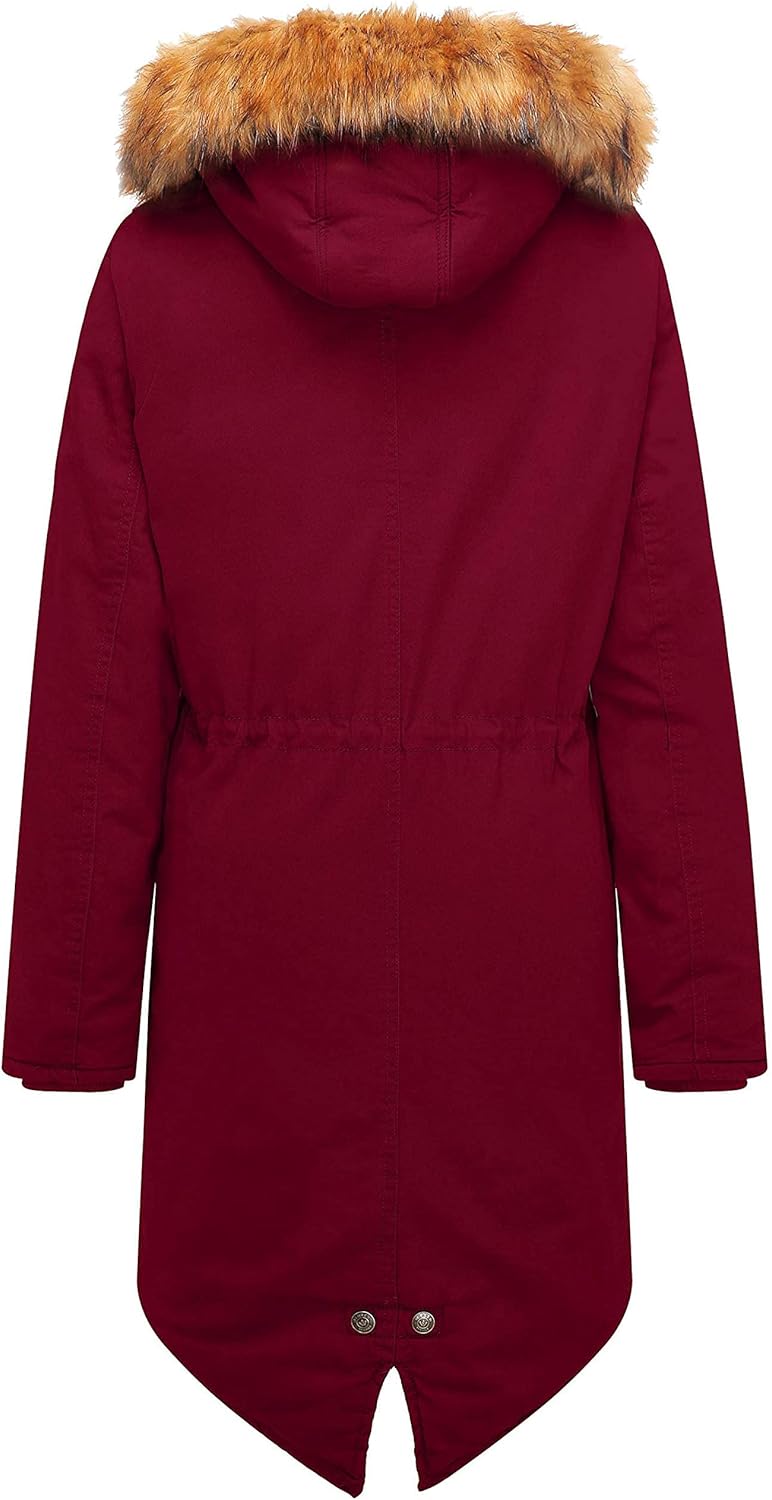 WenVen Women's Winter Long Hooded Sherpa Lined Parka Jacket Warm Coat - Image 4