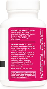 Ketologic Berberine HCl (1,200mg) 60 Capsules - Gluten-Free, 30 Servings