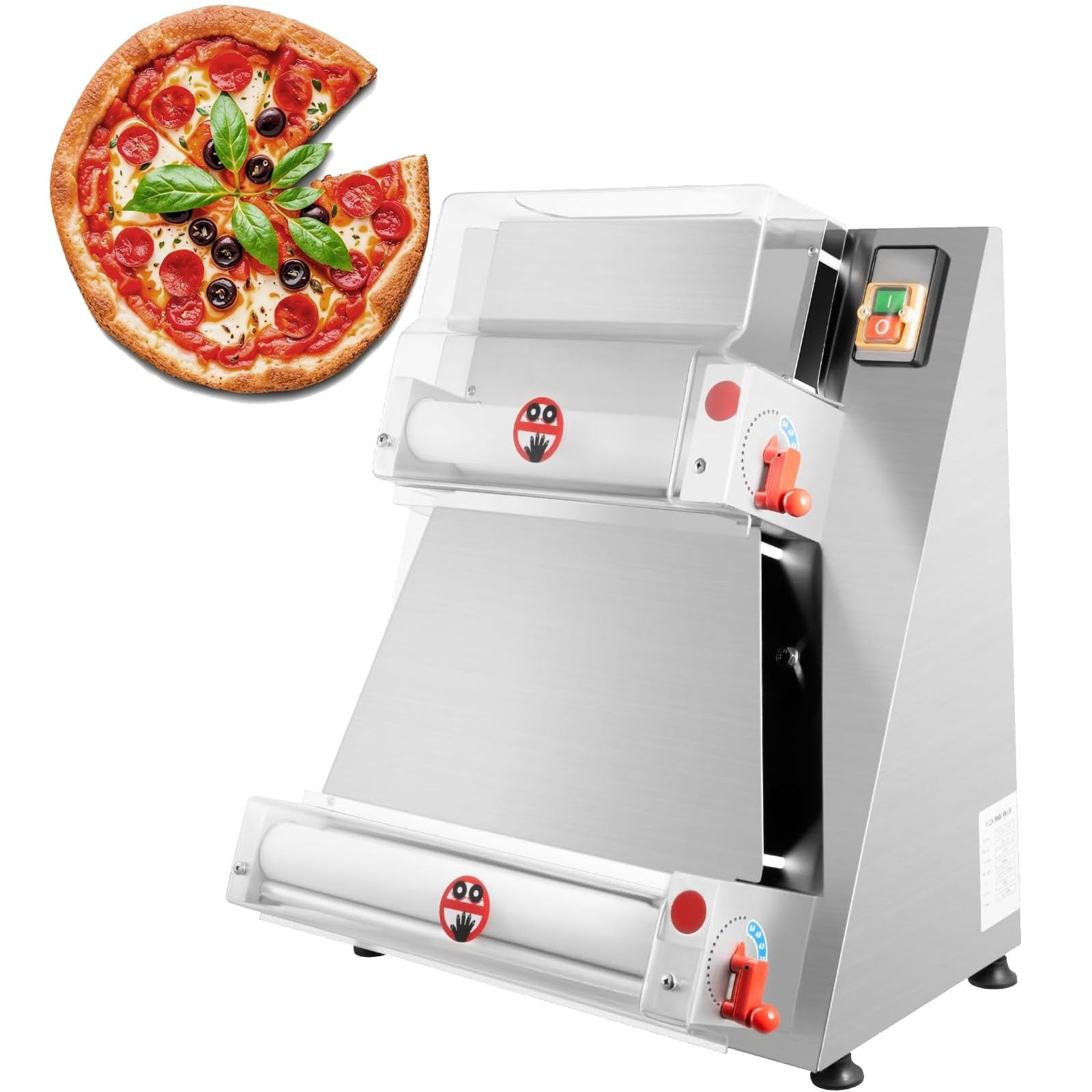 Prasa do ciasta na pizzę ze stali nierdzewnej, regulowana grubość, komercyjna prasa do ciasta na pizzę, odpowiednia do przygotowywania makaronu, pizzy i włoskiego makaronu.