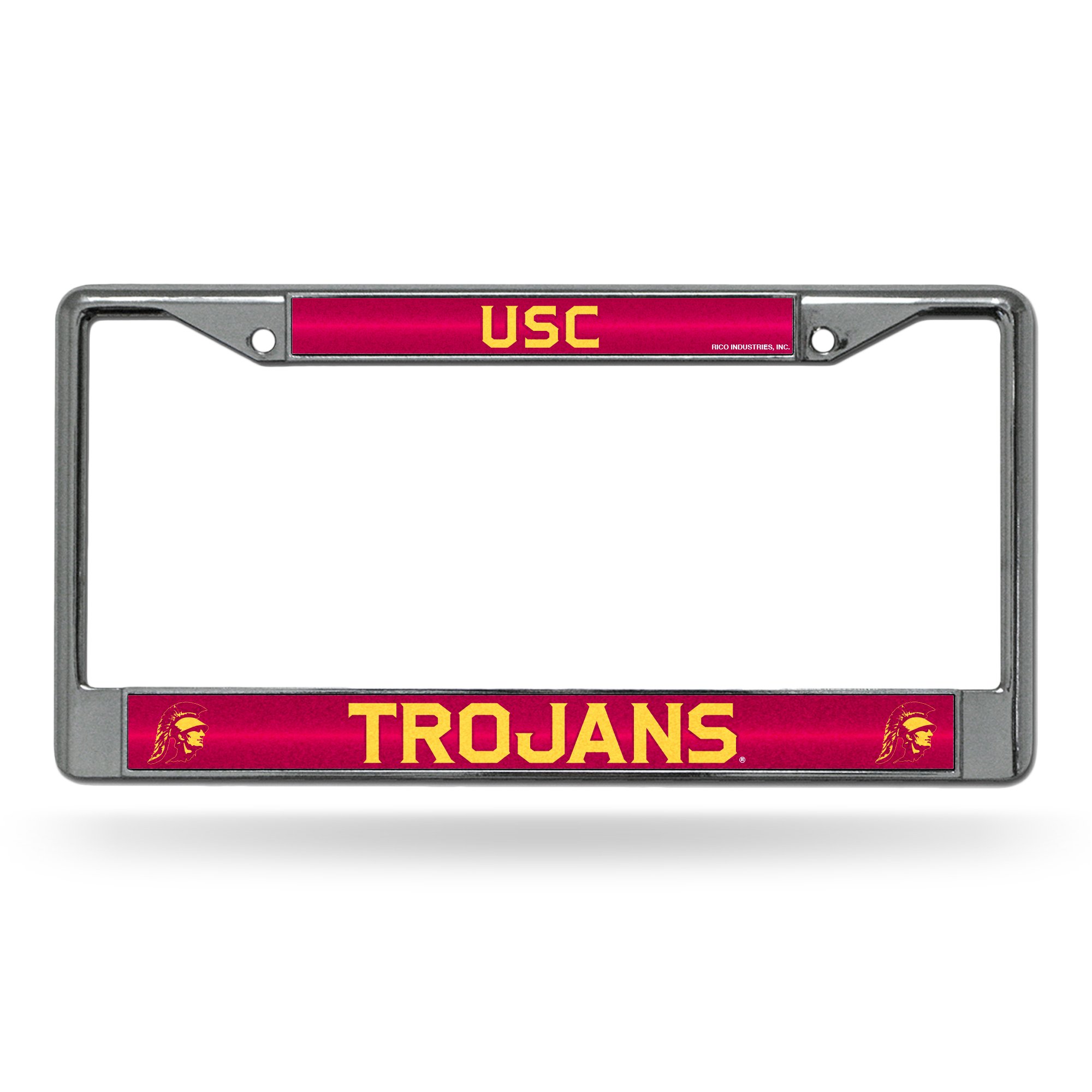 NCAA Rico Industries Bling Chrome License Plate Frame with Glitter Accent, USC Trojans