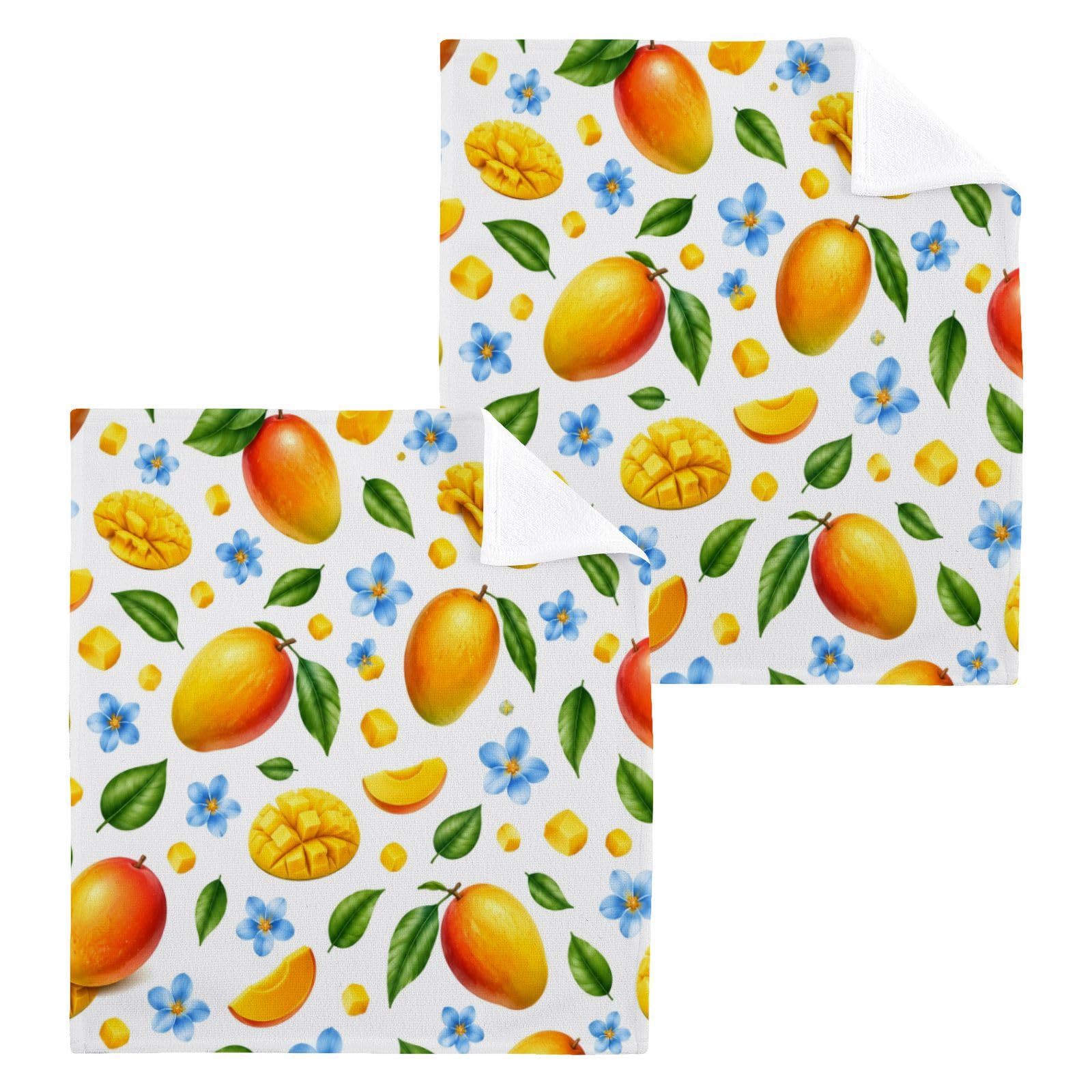 BOESI Mango 12x12in Cotton Washcloth,Soft Absorbent Face Towel