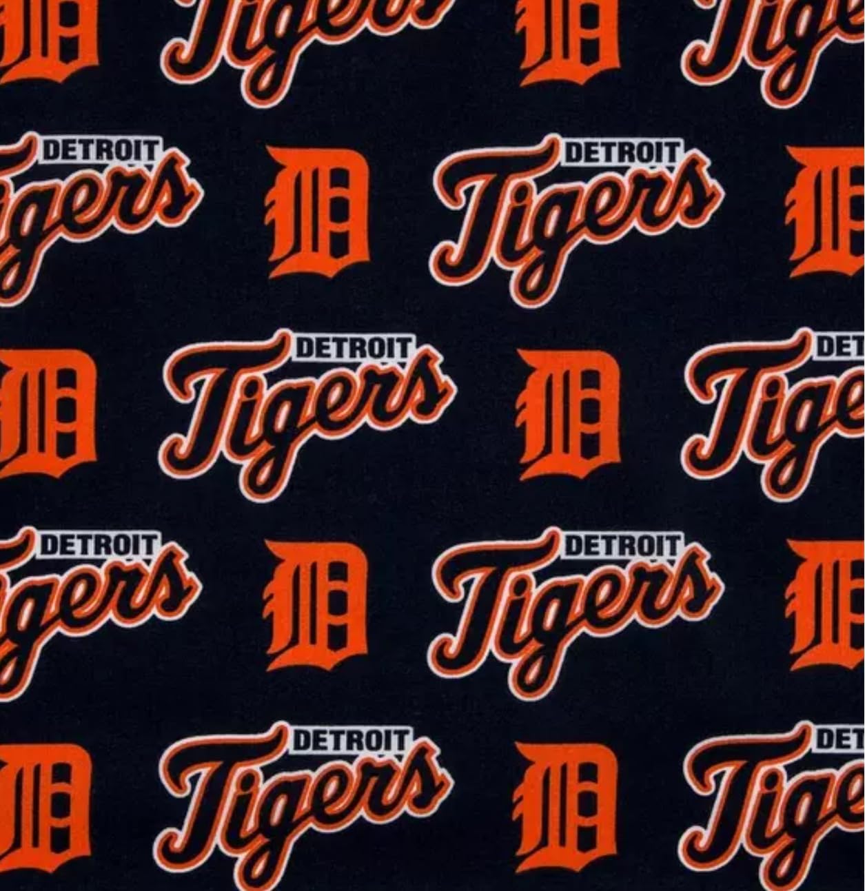 Detroit Tigers Cotton Fabric - MLB Team Logo Cotton Fabric by The Yard, Fat Quarter, Half Yard, 1 Yard, 2 Yard Cuts