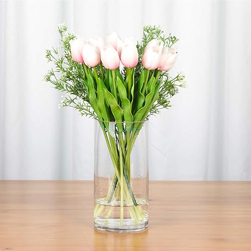 Miniatura 7 de WGV - Jarrón cilíndrico de 5 pulgadas de diámetro, 8 pulgadas de alto, contenedor floral de vidrio transparente, portavelas flotante para decoración