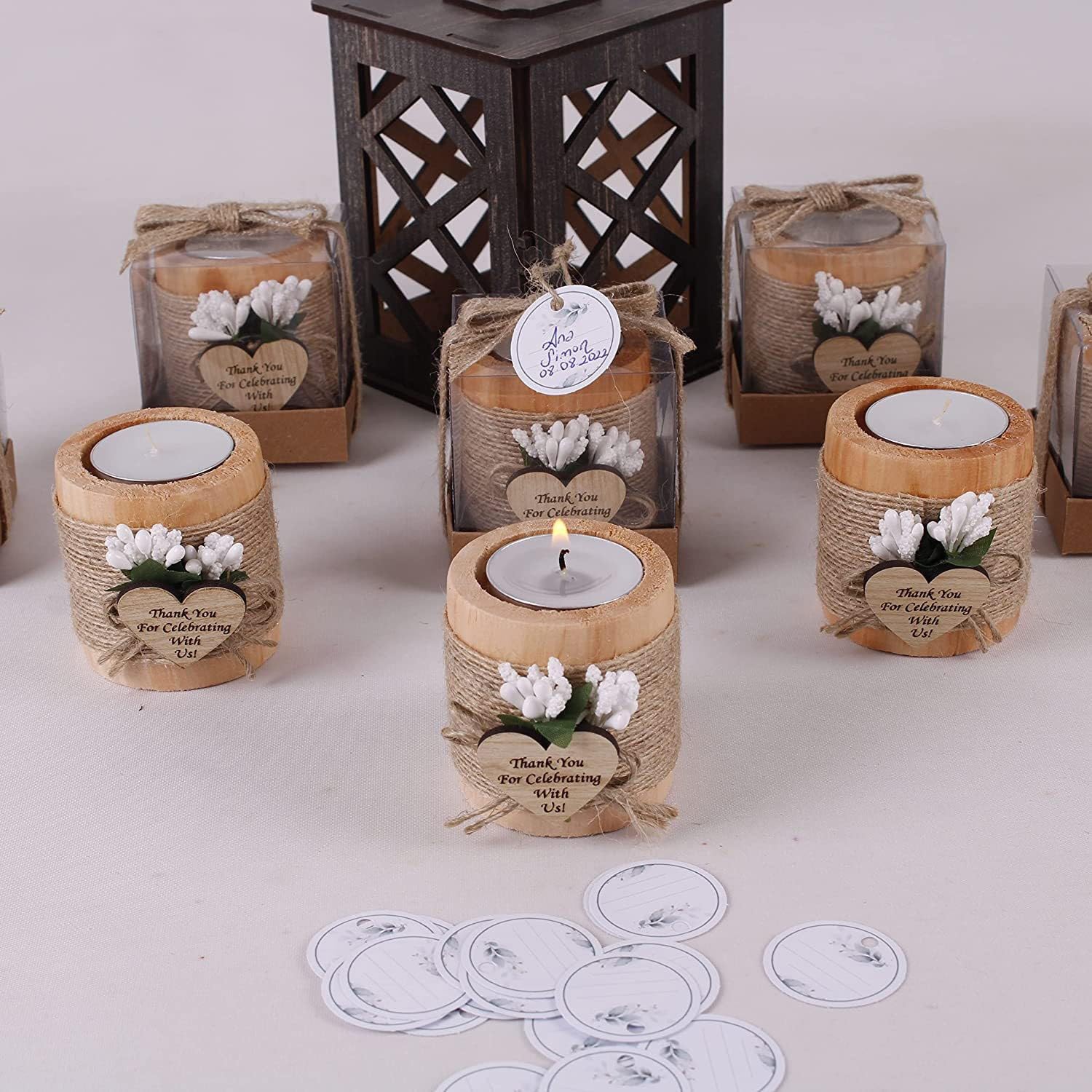 10PCS Wood Tealight Candle Holder,Bridal Shower Tealight Holder Thank You Gifts,Wooden Cylinder Candle Holders,Wood Candle Holders for Table,Wedding Party Favors for Guests(#1) - Image 9