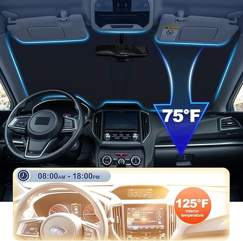 Miniatura 4 de JKCOVER Parasol para parabrisas compatible con Subaru Crosstrek 2018-2022 2023 bloquea los rayos UV, protector de visera solar plegable para ventana