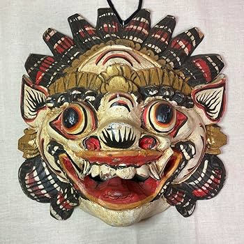 Amazon.co.jp: ビンテージ バリ島 バロン お面 木製 木彫 壁掛け