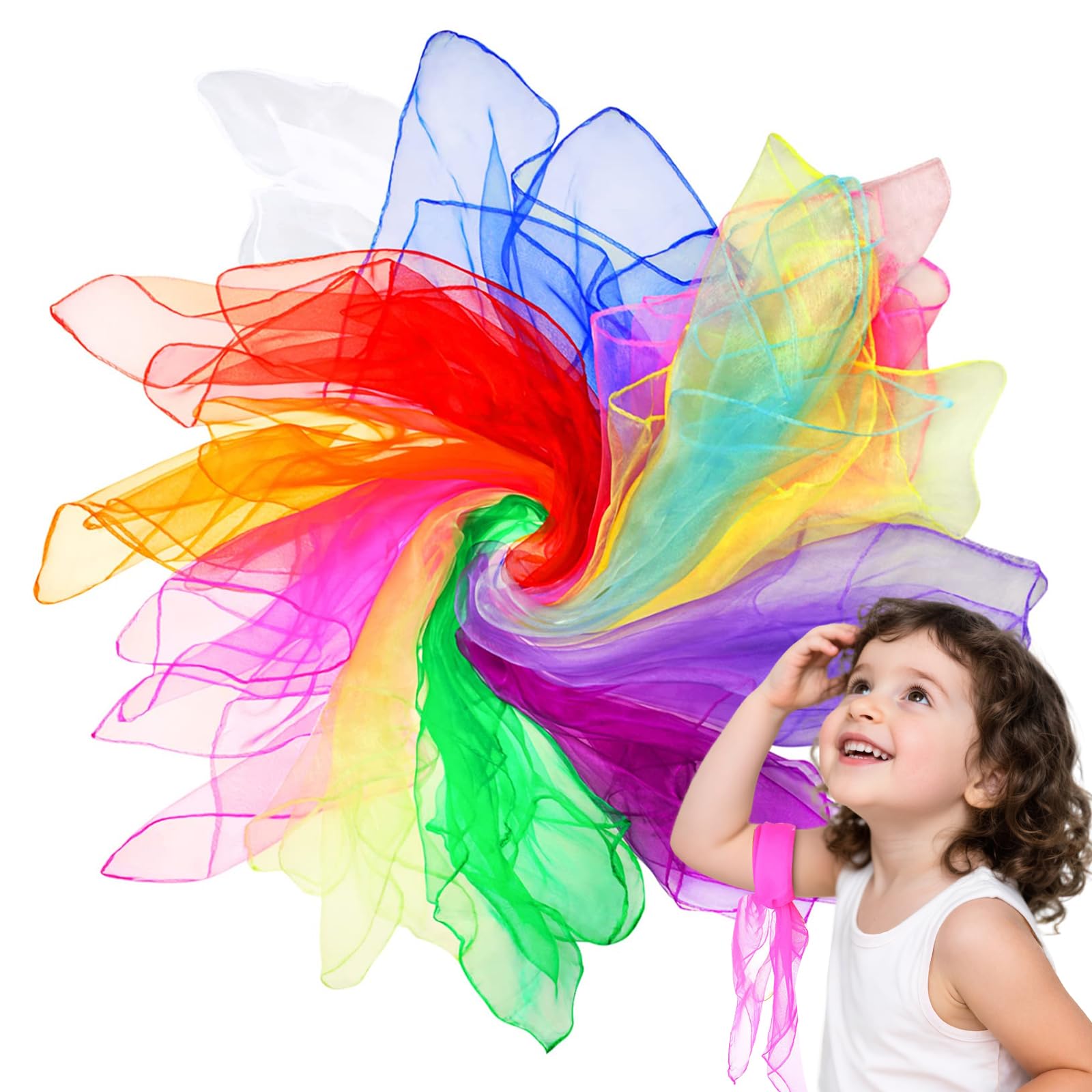 24 Pezzi Foulard Colorati per Bambini 60 x 60cm Foulard Giocoleria per Danza Circo Magia e Acrobatica