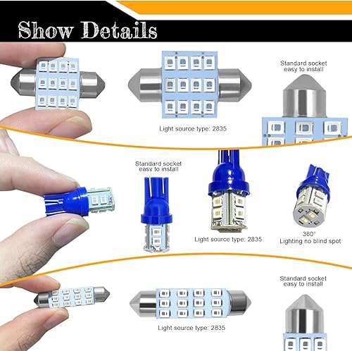 Miniatura 4 de YOGEIER Juego de 24 bombillas LED para automóvil combinación de 24 juegos utilizada para luces interiores de automóvil luces de cúpula de mapa